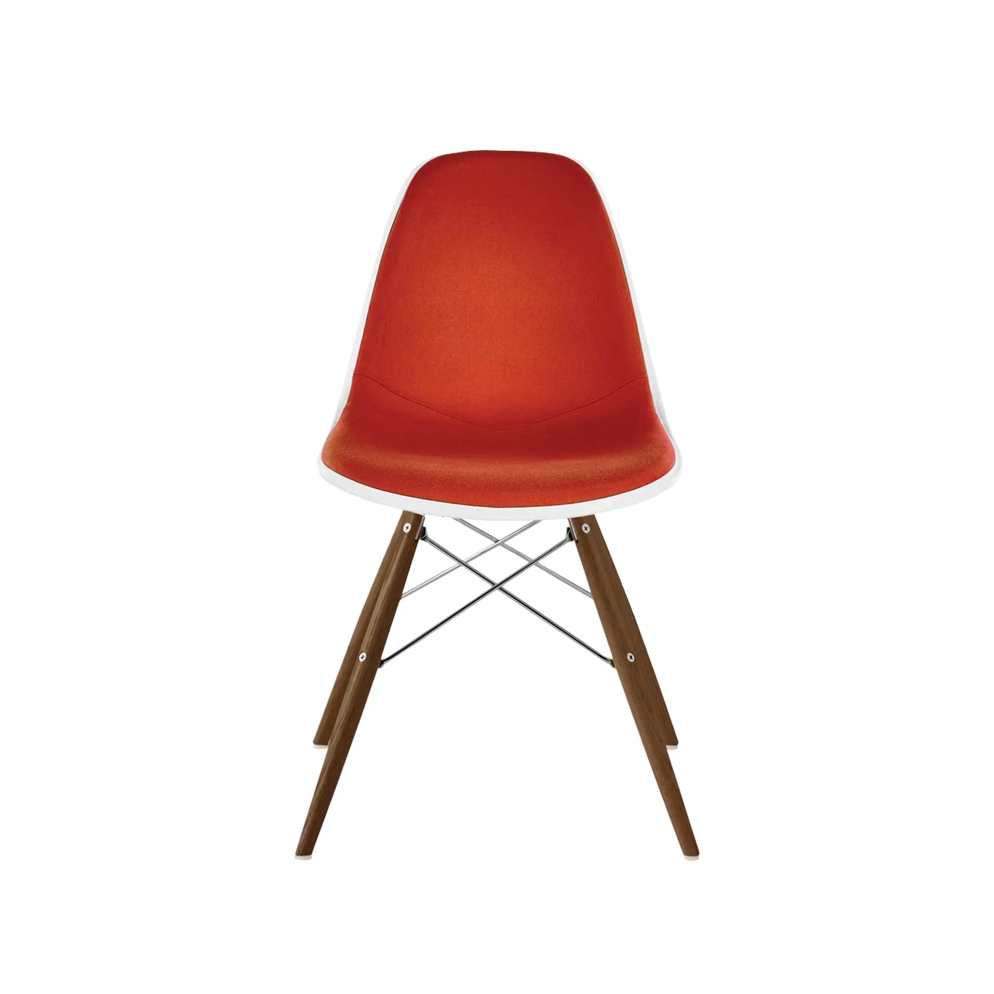Eames® Molded Plastic Side Chair, Walnut Dowel Base - Upholstered