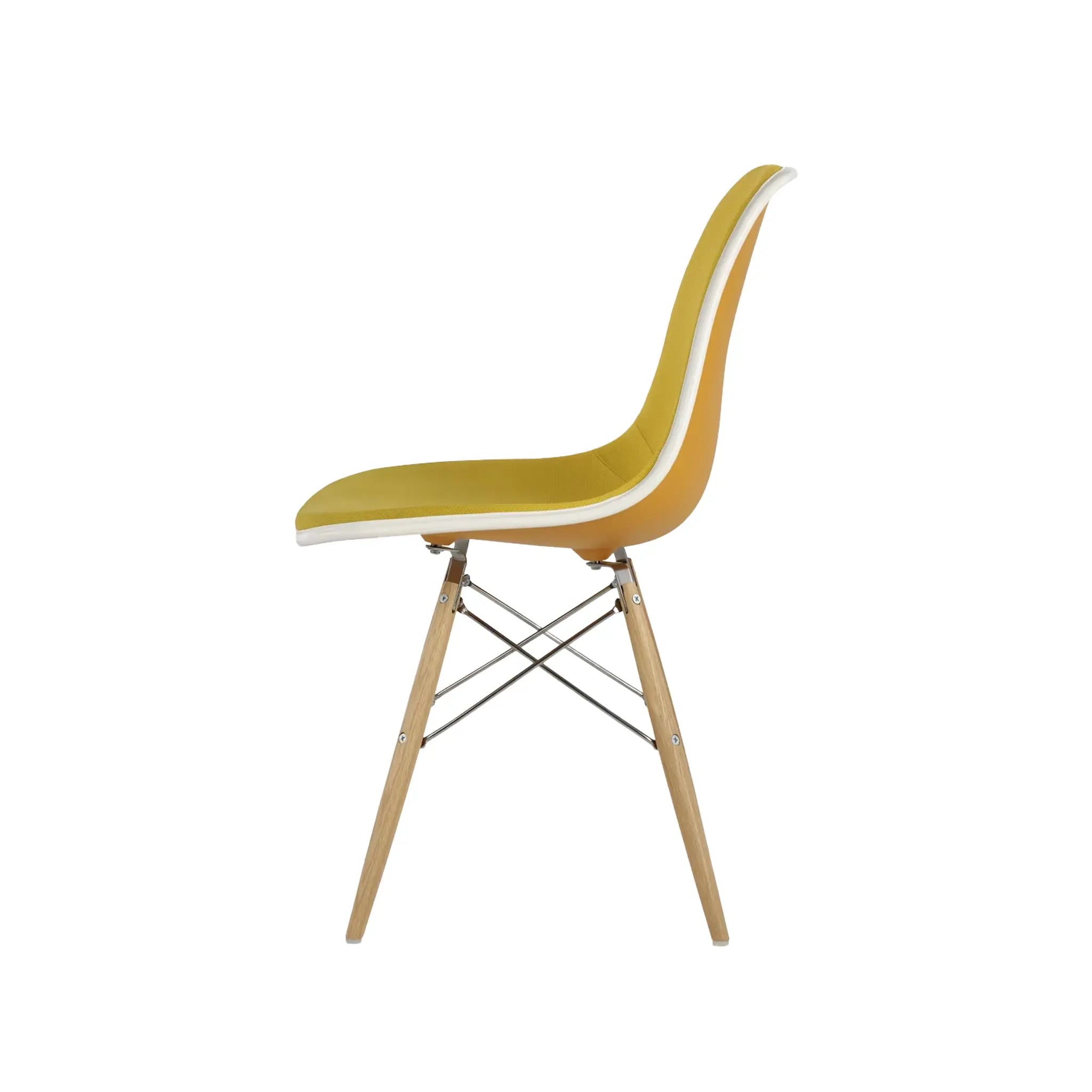 Eames® Molded Plastic Side Chair, White Ash Dowel Base - Upholstered