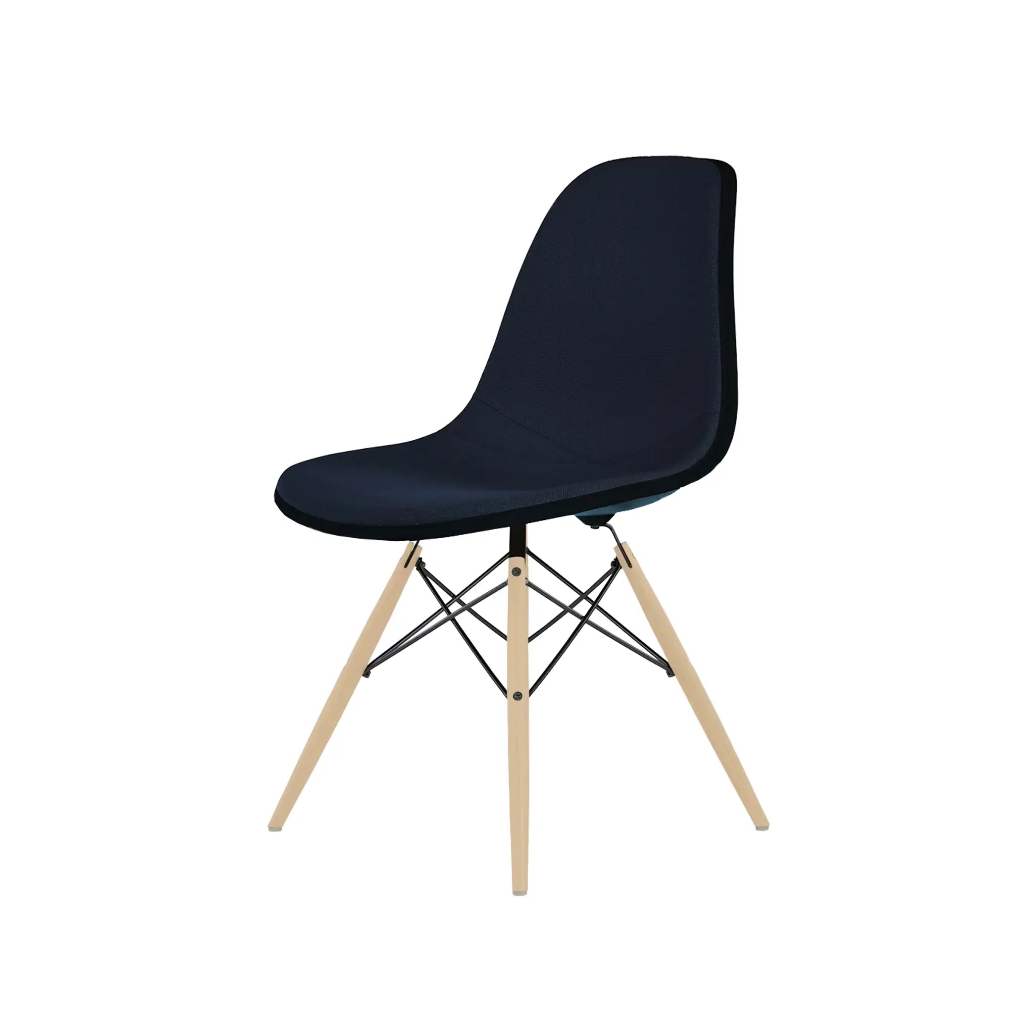 Eames® Molded Plastic Side Chair, White Ash Dowel Base - Upholstered