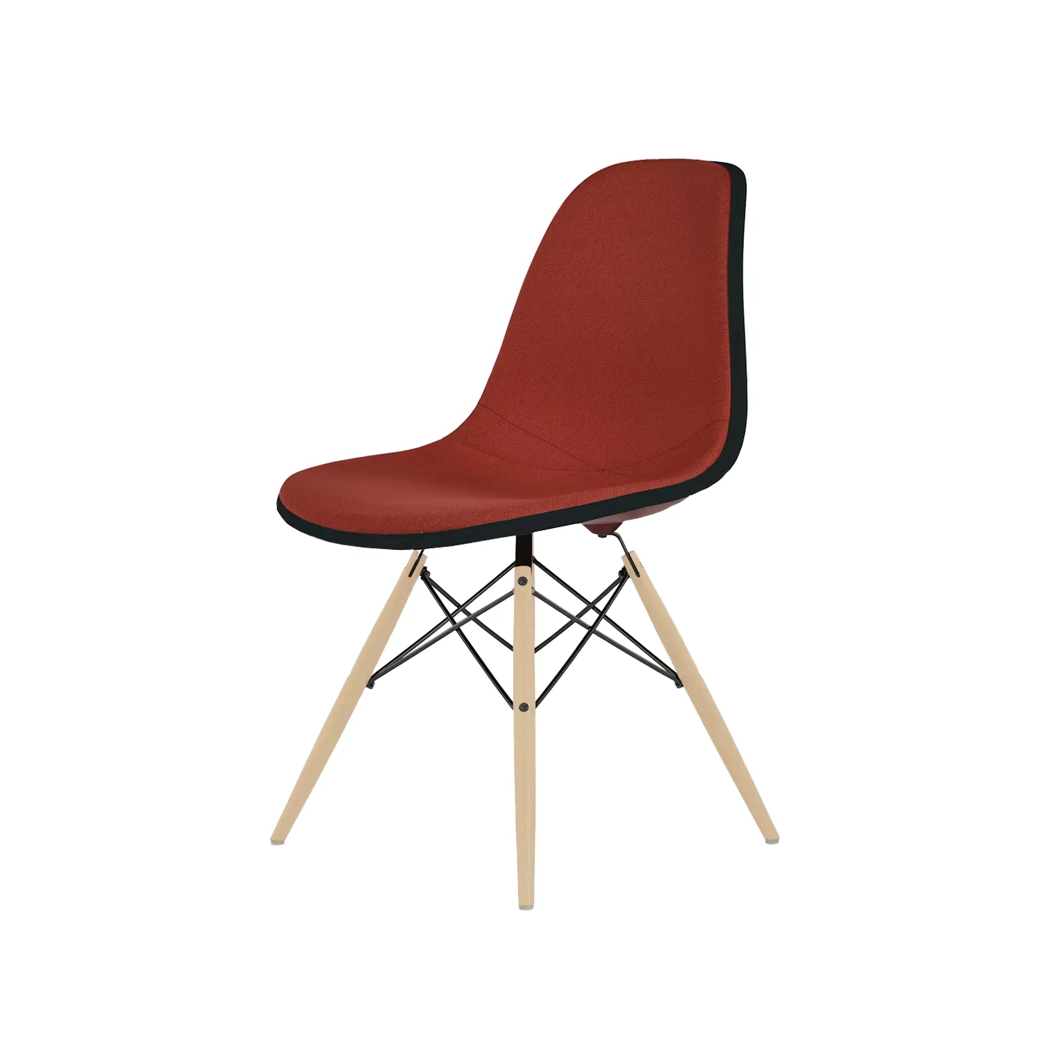 Eames® Molded Plastic Side Chair, White Ash Dowel Base - Upholstered