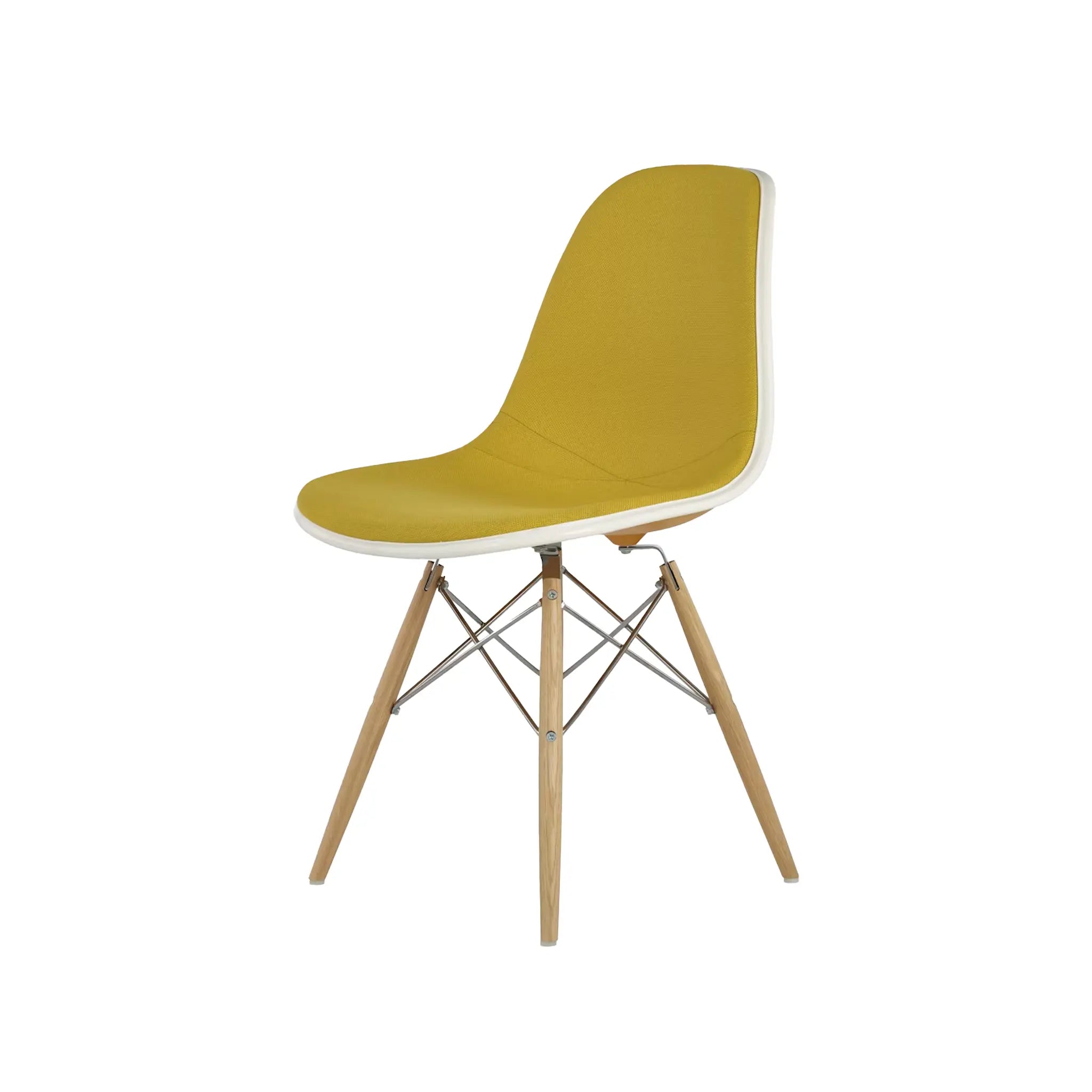 Eames® Molded Plastic Side Chair, White Ash Dowel Base - Upholstered