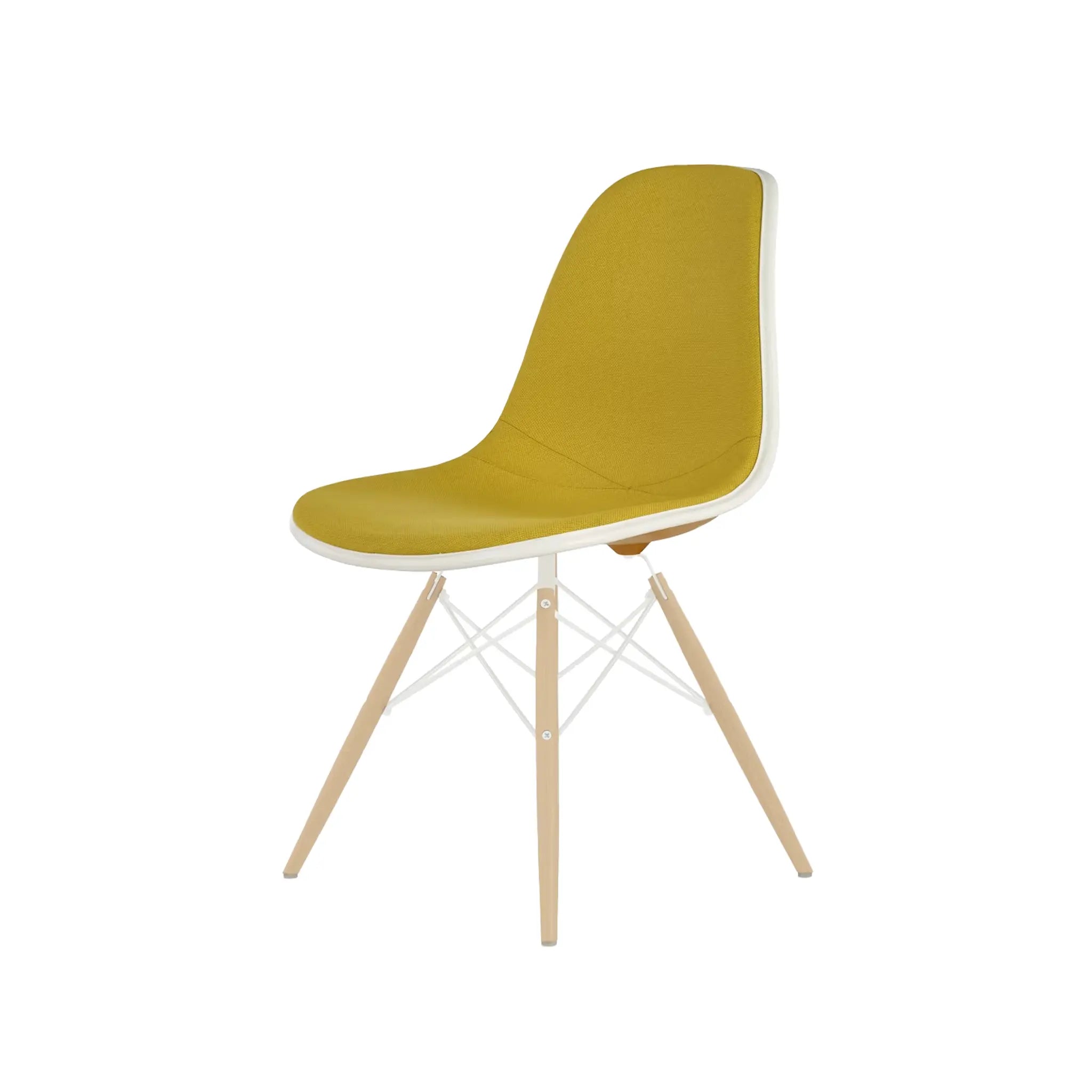 Eames® Molded Plastic Side Chair, White Ash Dowel Base - Upholstered