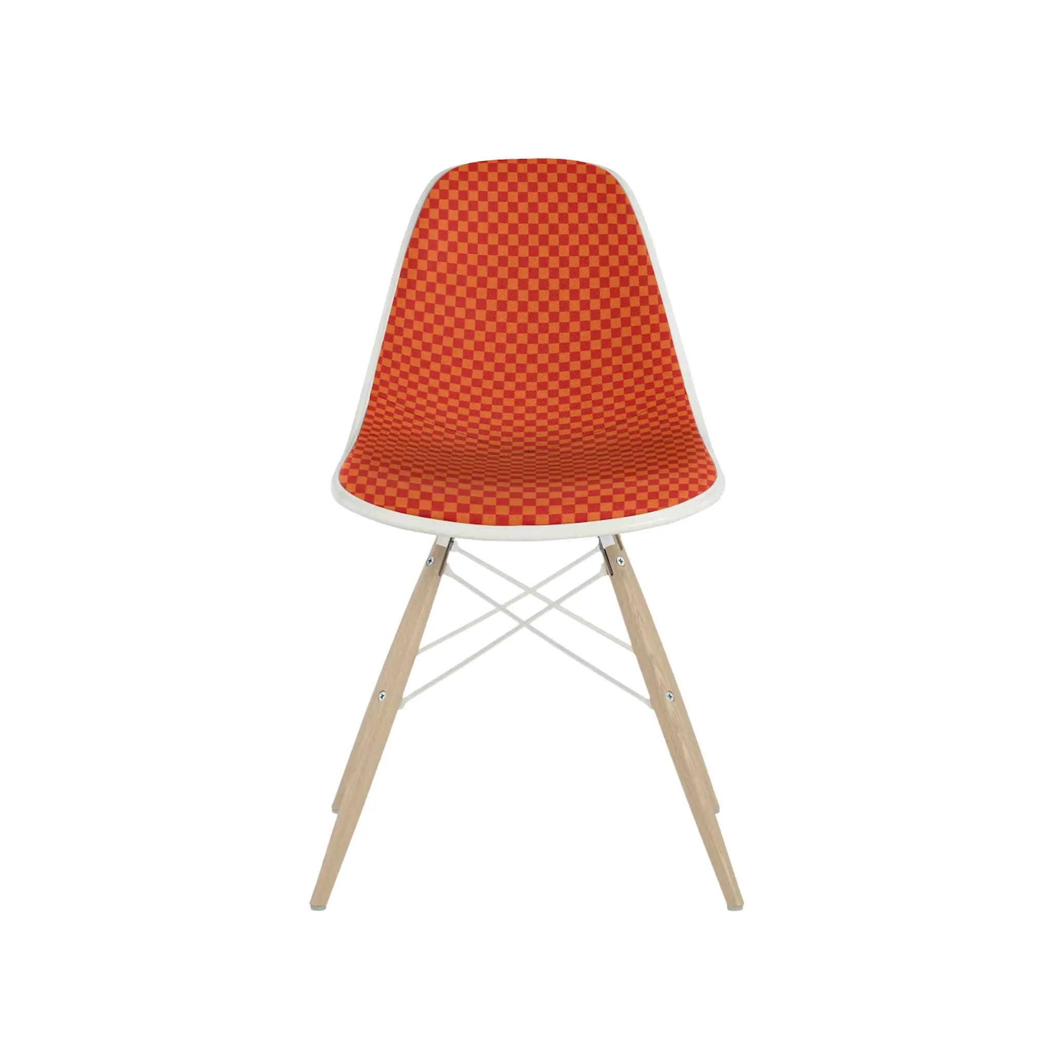 Eames® Molded Plastic Side Chair, White Ash Dowel Base - Upholstered