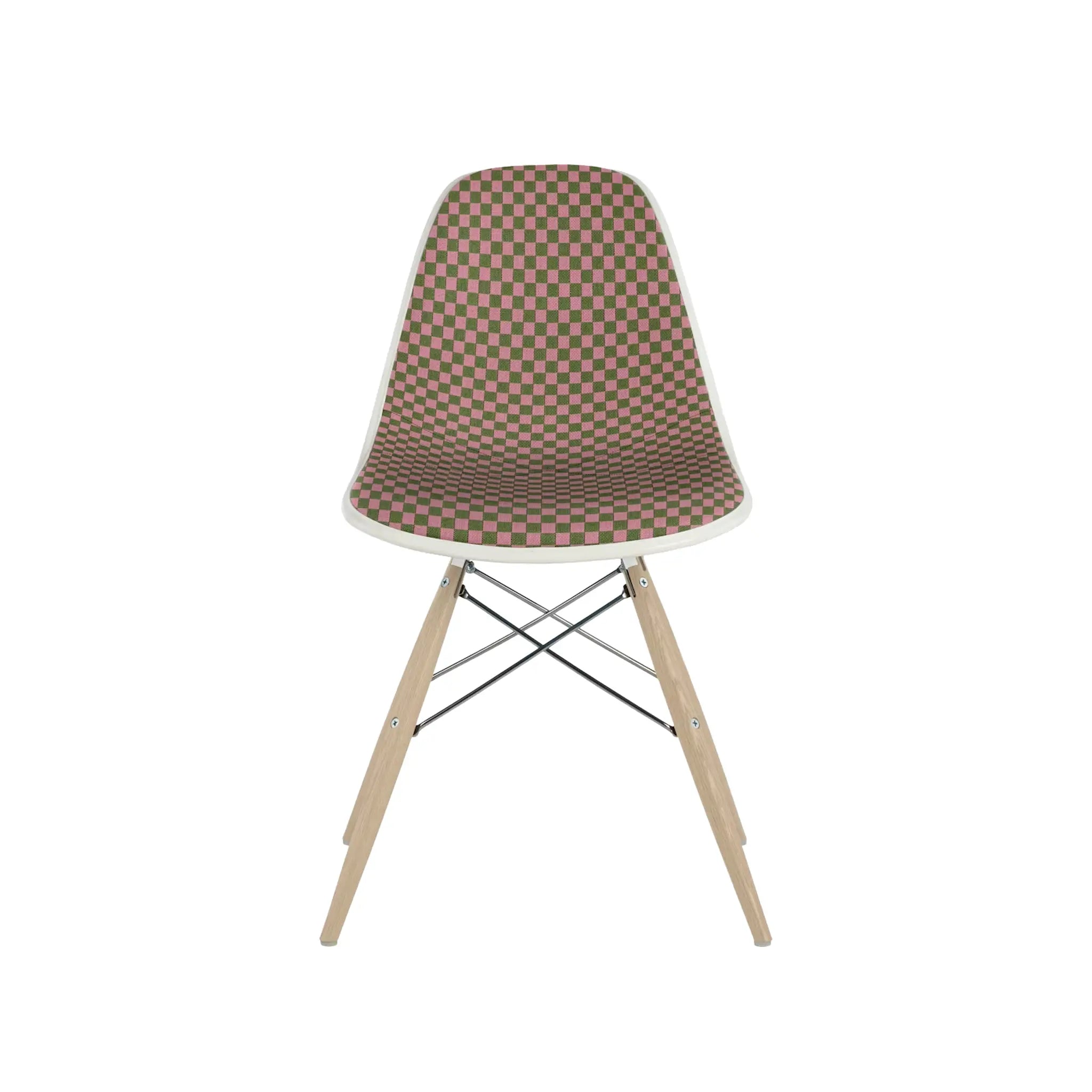 Eames® Molded Plastic Side Chair, White Ash Dowel Base - Upholstered