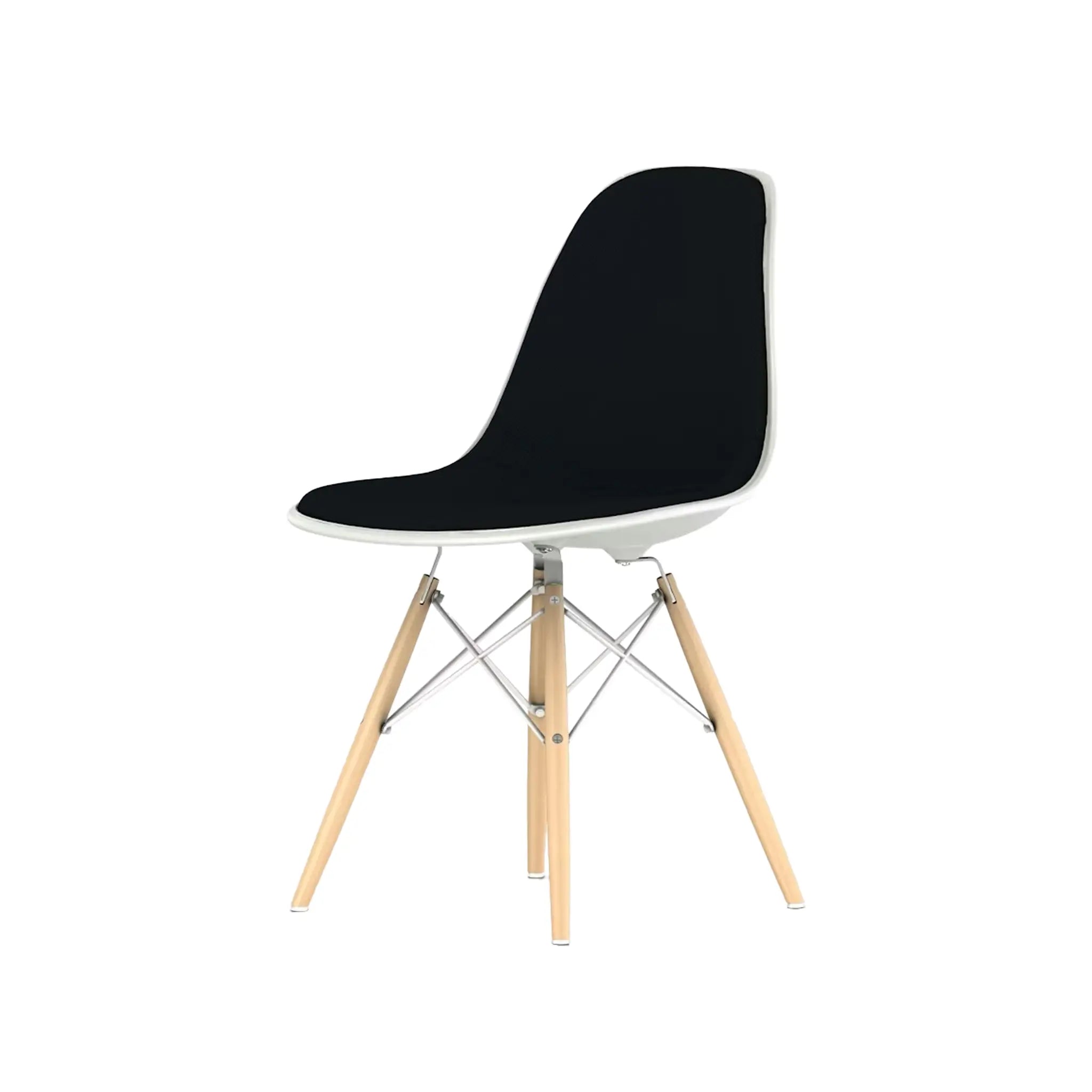 Eames® Molded Plastic Side Chair, White Ash Dowel Base - Upholstered