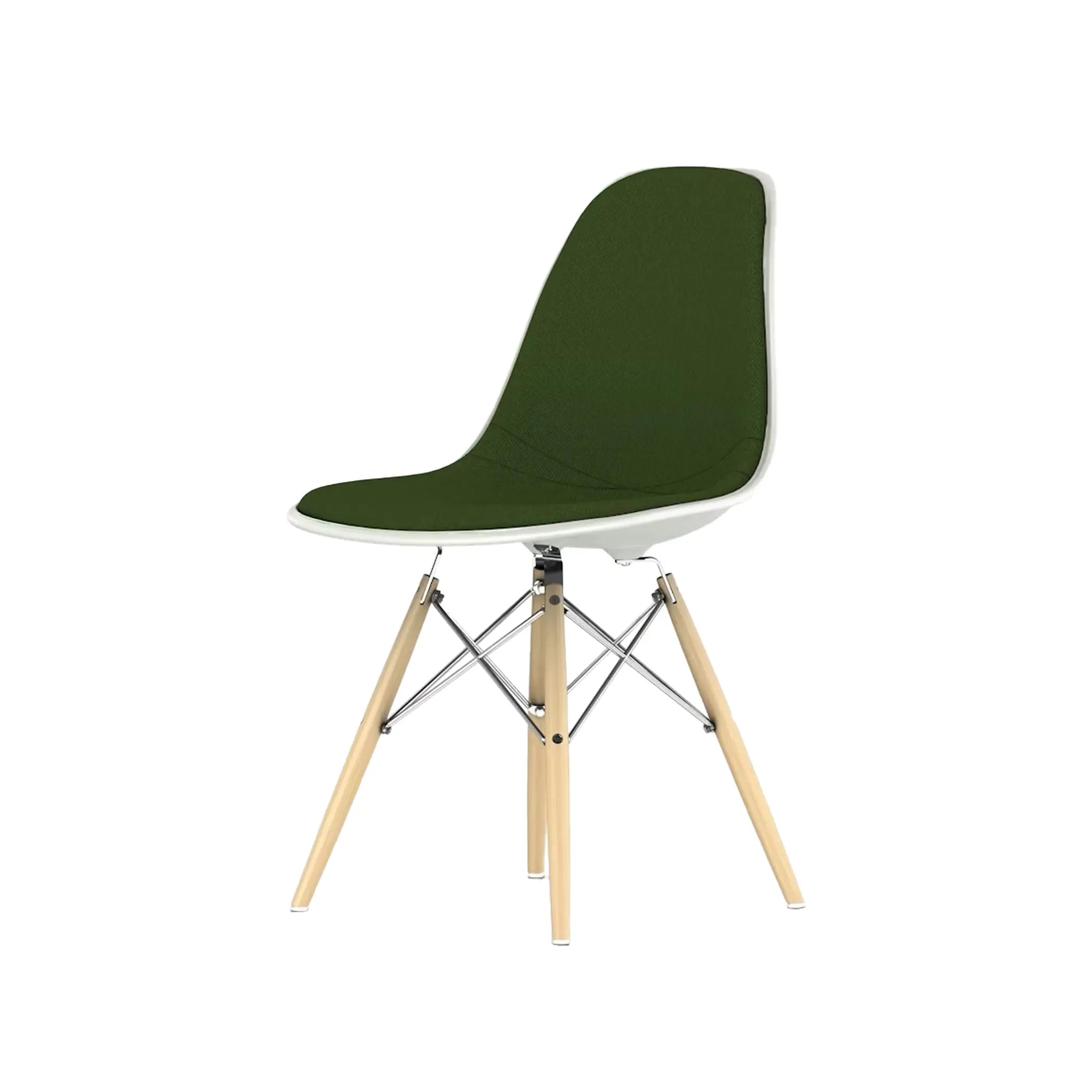 Eames® Molded Plastic Side Chair, White Ash Dowel Base - Upholstered