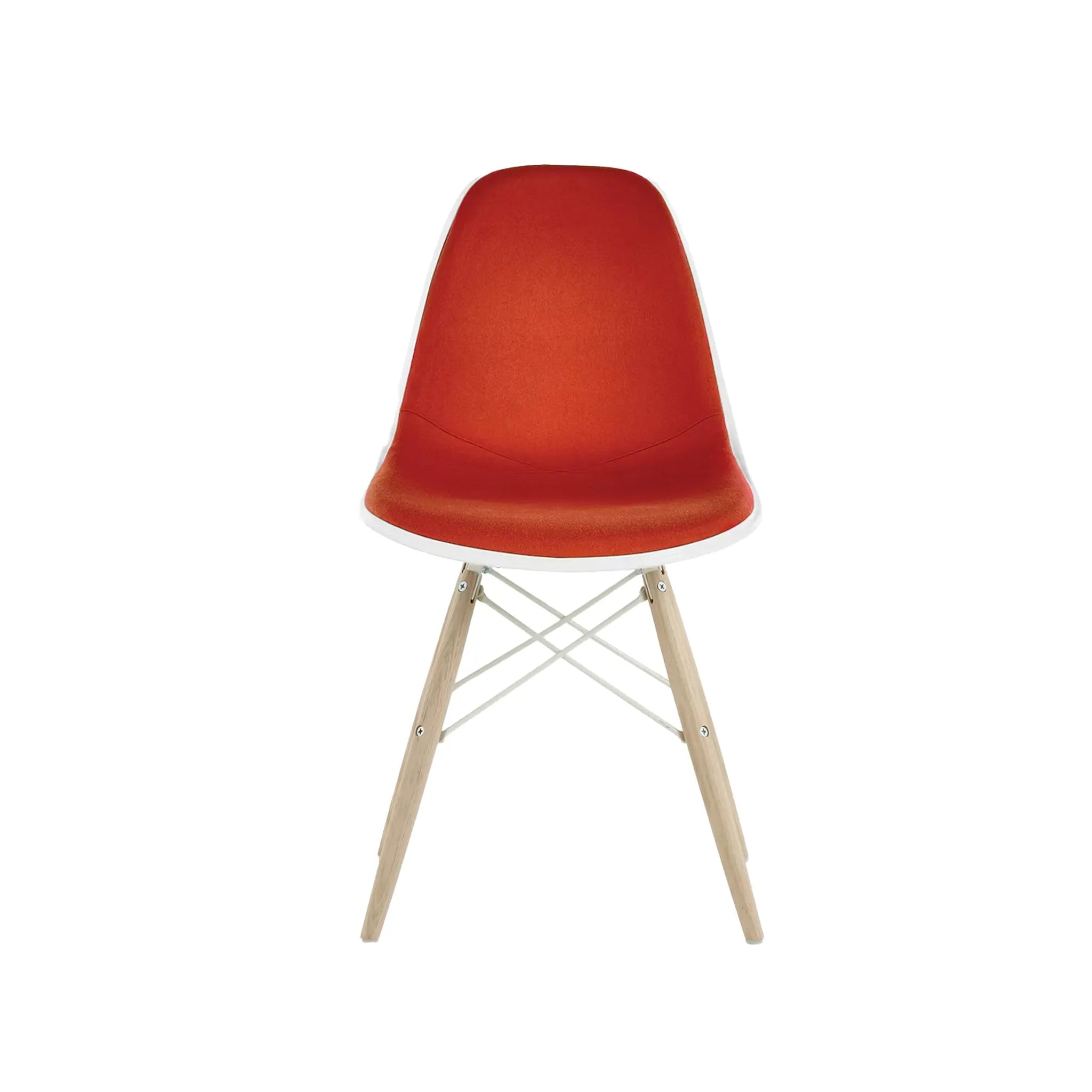 Eames® Molded Plastic Side Chair, White Ash Dowel Base - Upholstered
