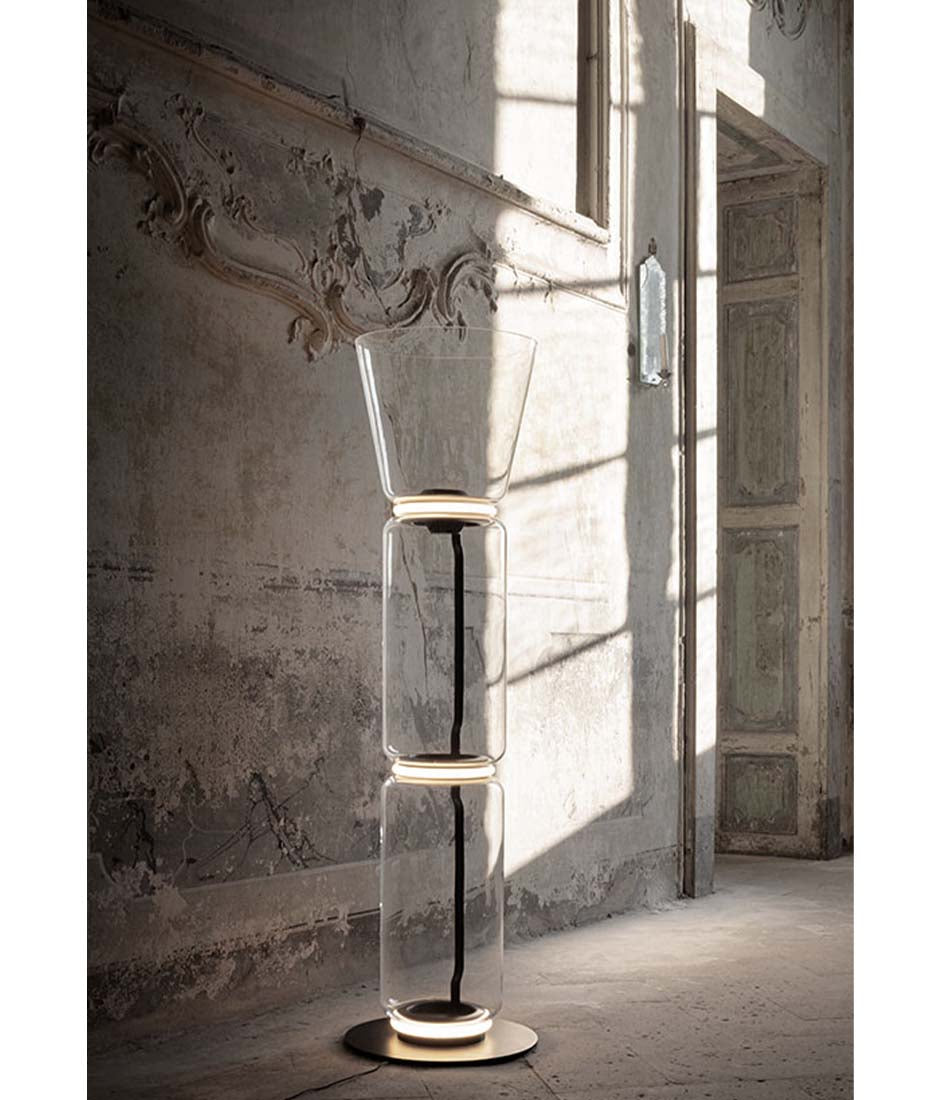 Noctambule LED 落地灯 - 锥形/碗顶和大底座圆柱体