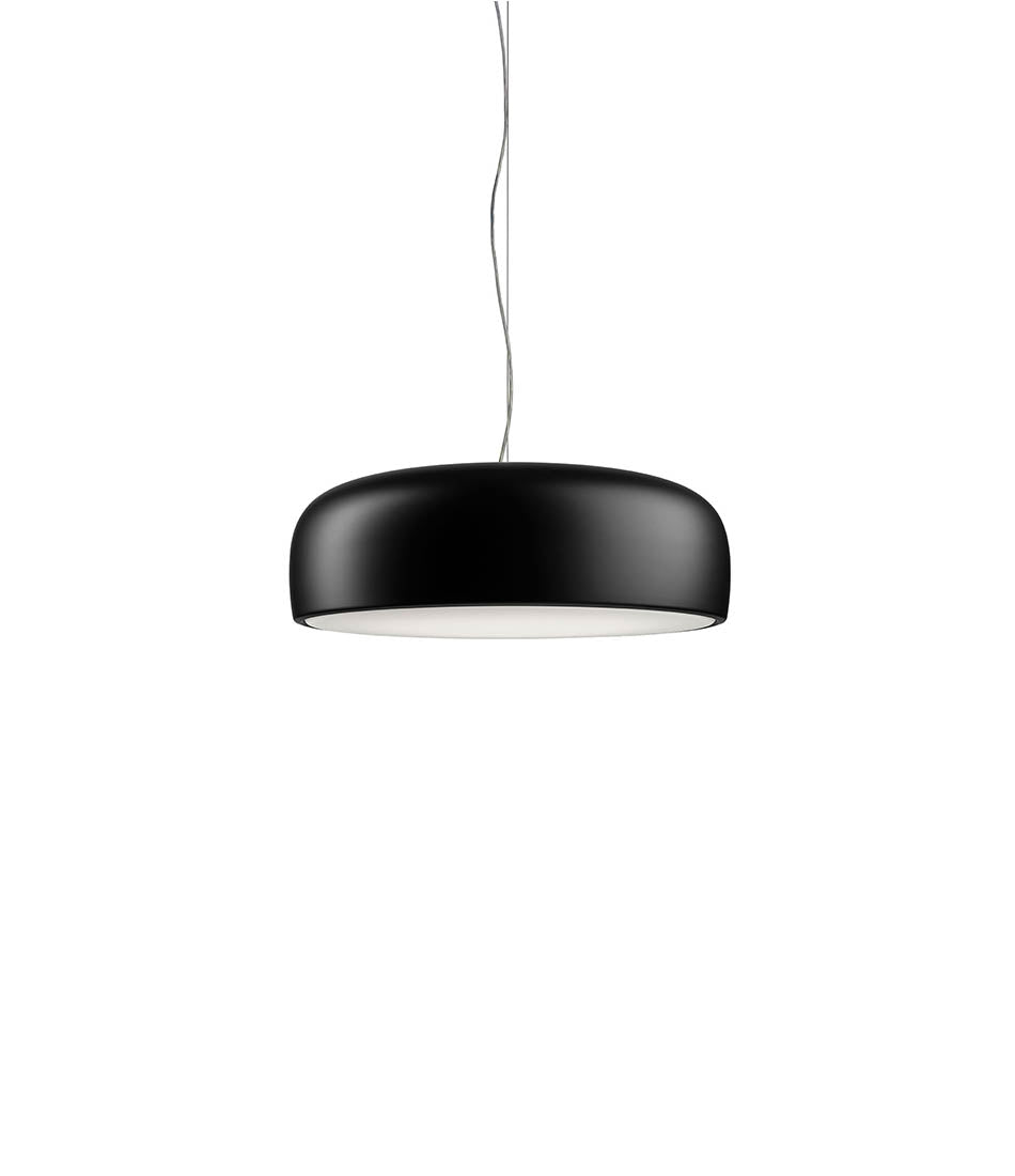 Matte black Flos Smithfield pendant light.