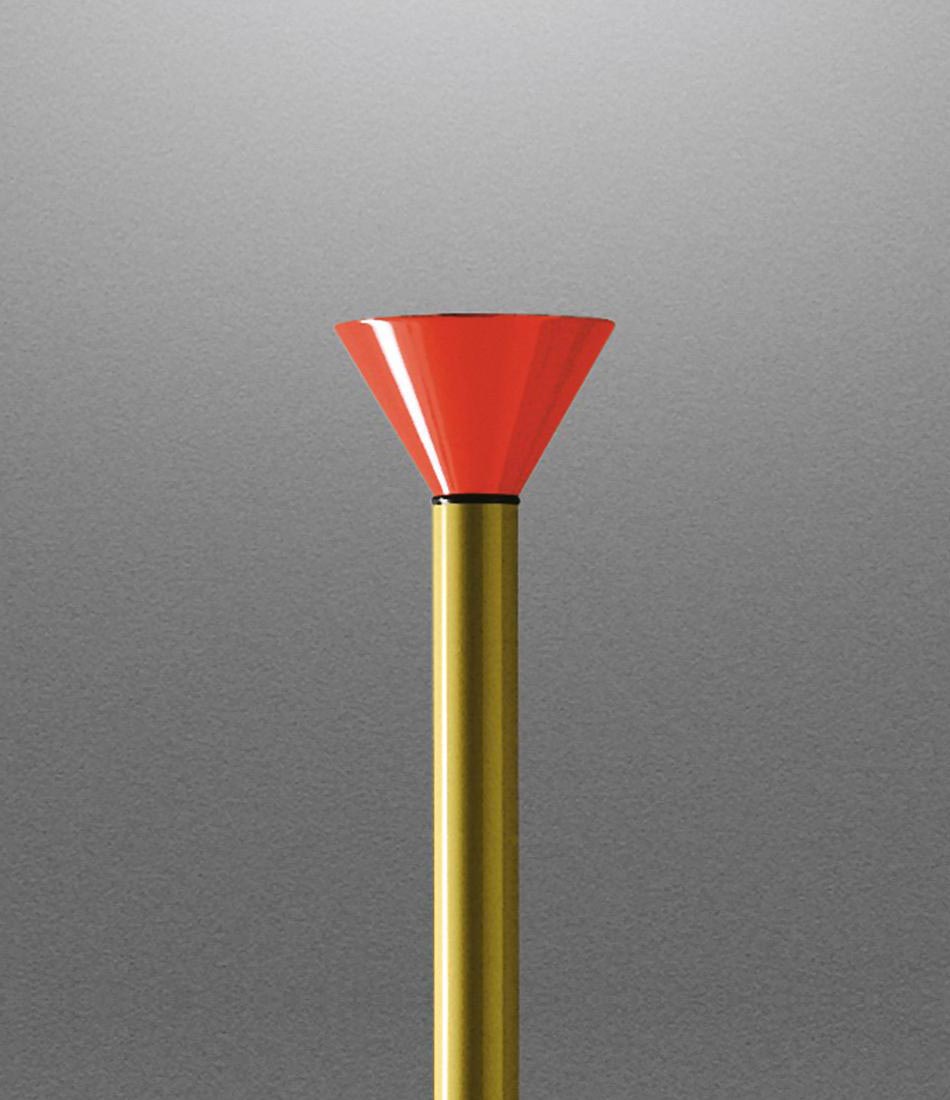 Top portion of Artemide Callimaco floor lamp, with an inverted conical shade.