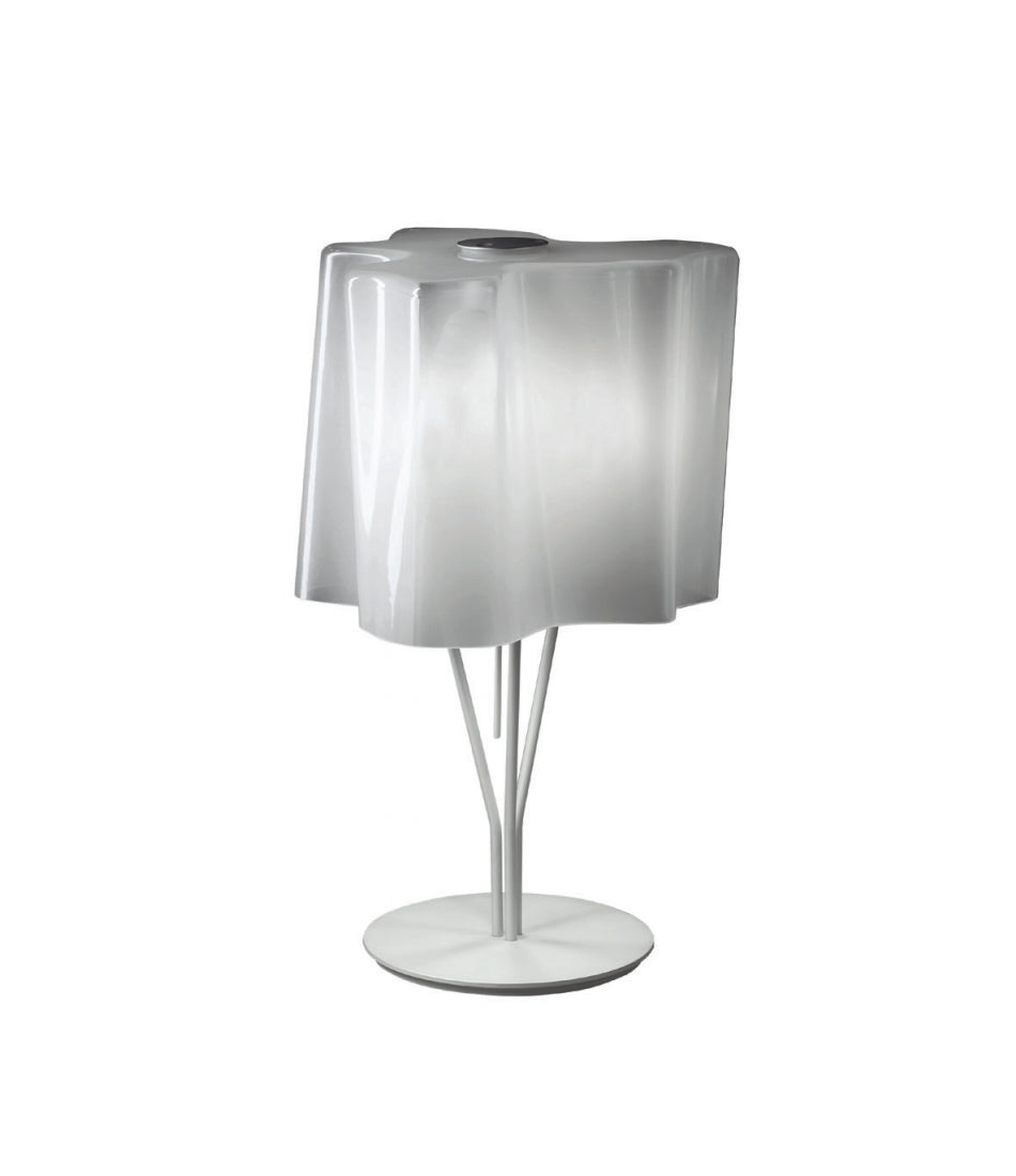 Artemide Logico table lamp, with blown glass diffuser shaped into a unique folded pattern.