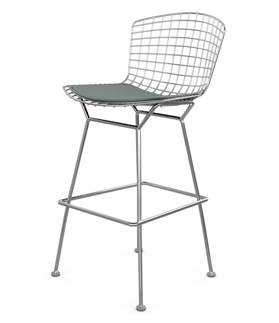 Bertoia Stool, Bar Height - Leather Seat Pad