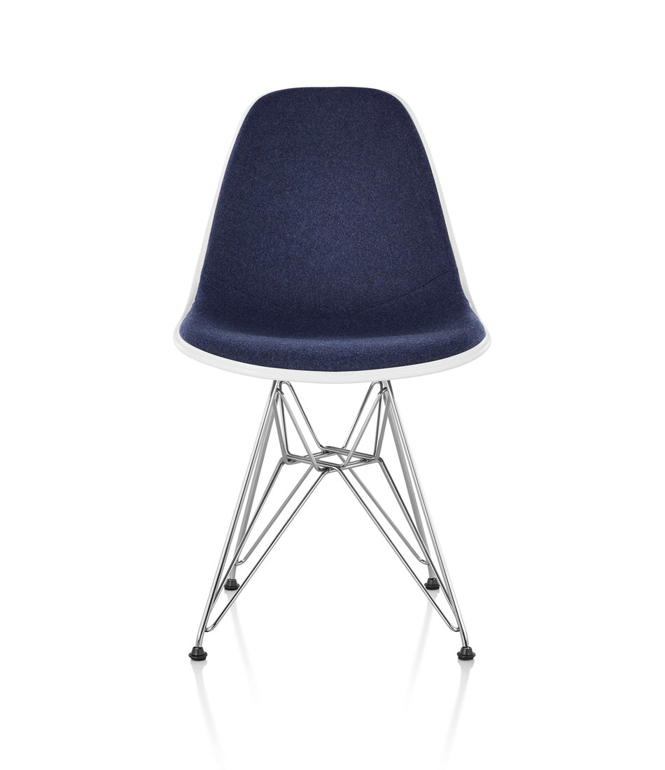Eames® Molded Plastic Side Chair, Wire Base - Upholstered
