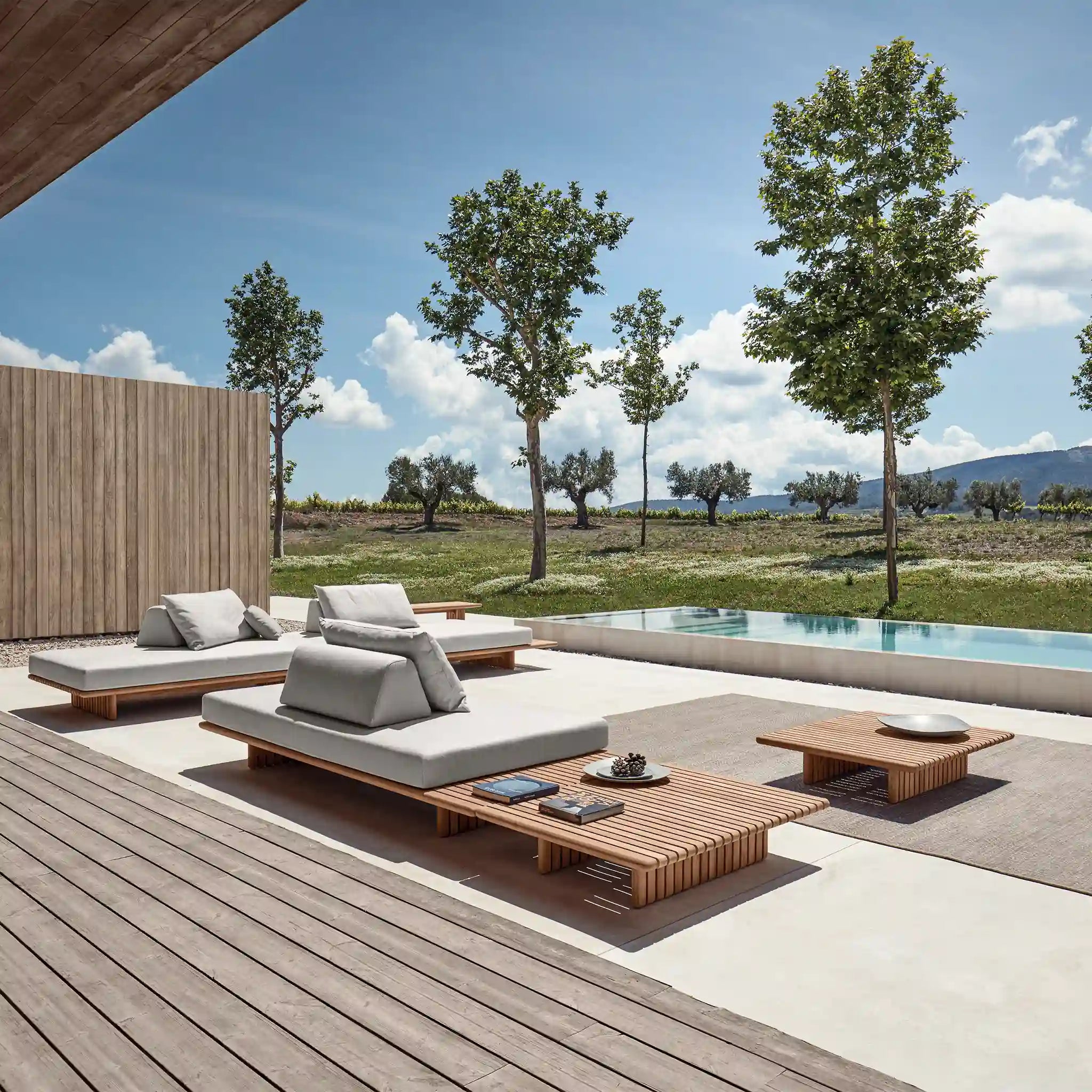 Deck 2 Piece Sectional with Extra Back Cushion Configuration