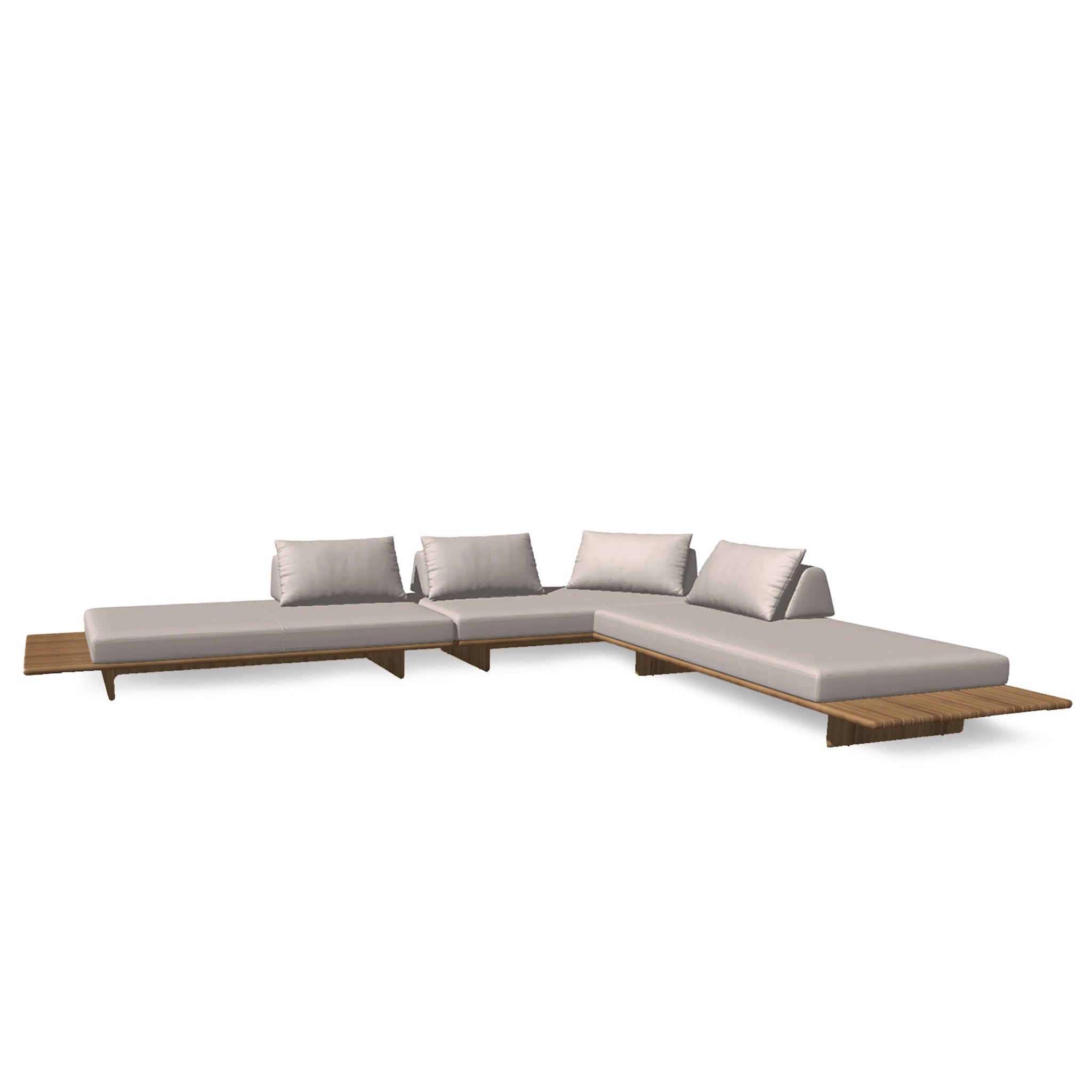 Deck 3 Piece Sectional With Teak End Configuration