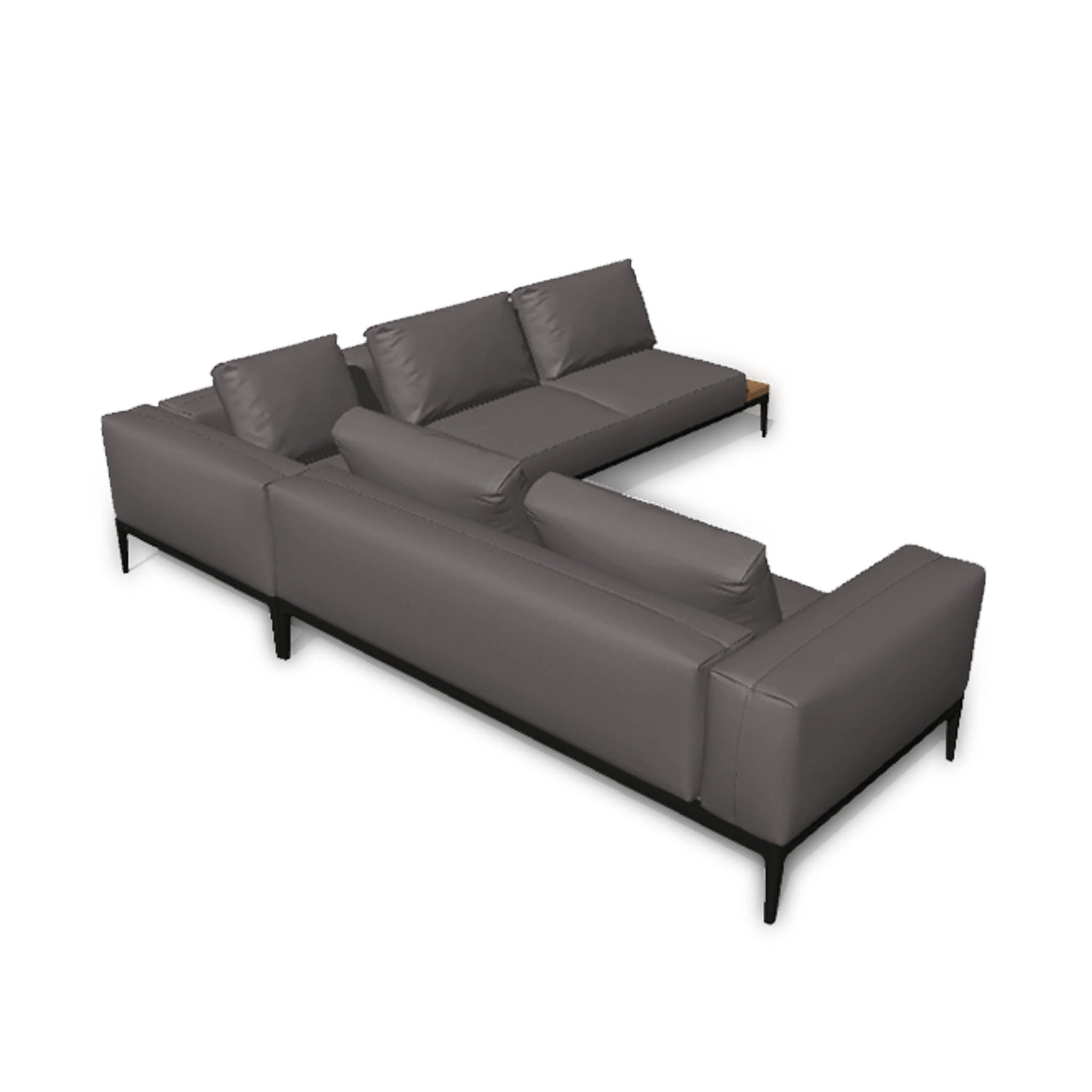 Grid 3 Piece Sectional With Teak End Table Configuration