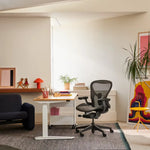 Renew Sit-to-stand desk, Aeron Remastered task chair.