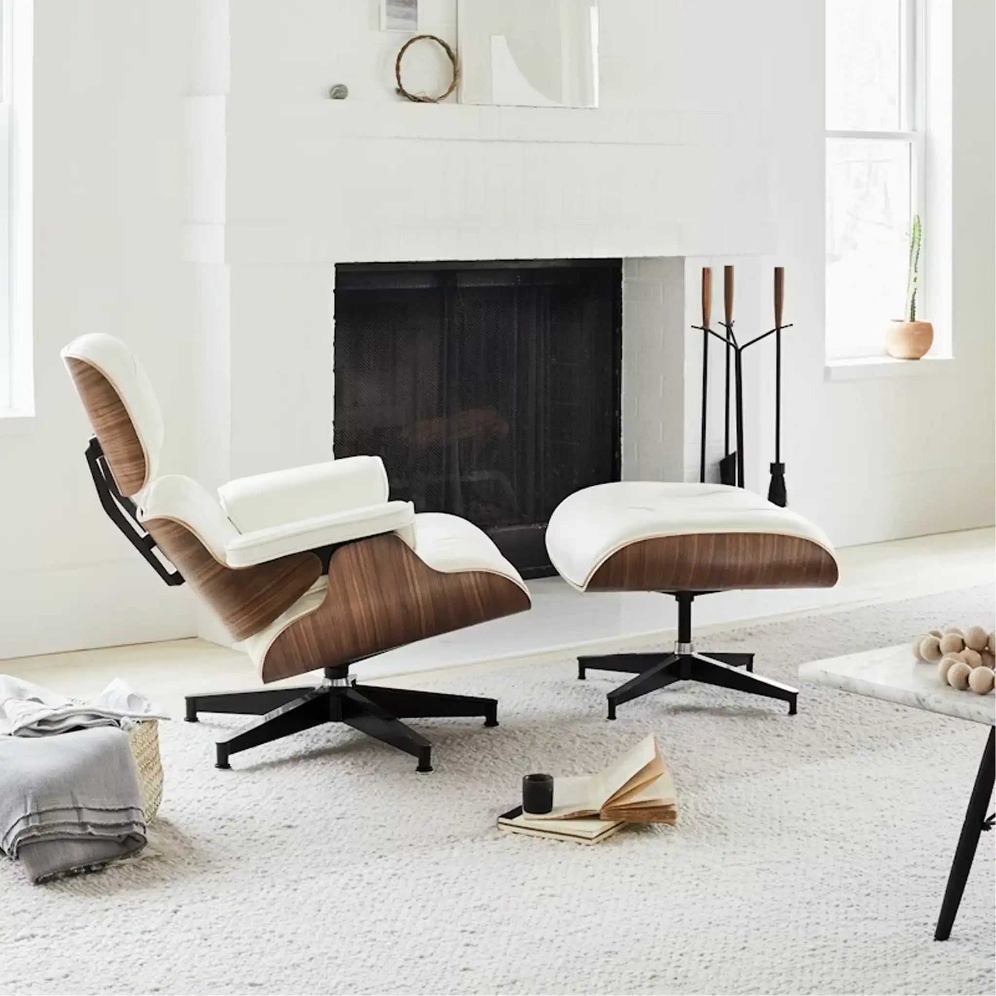 Eames® Lounge Leather Chair and Ottoman - Classic Size - Plant Based Leather