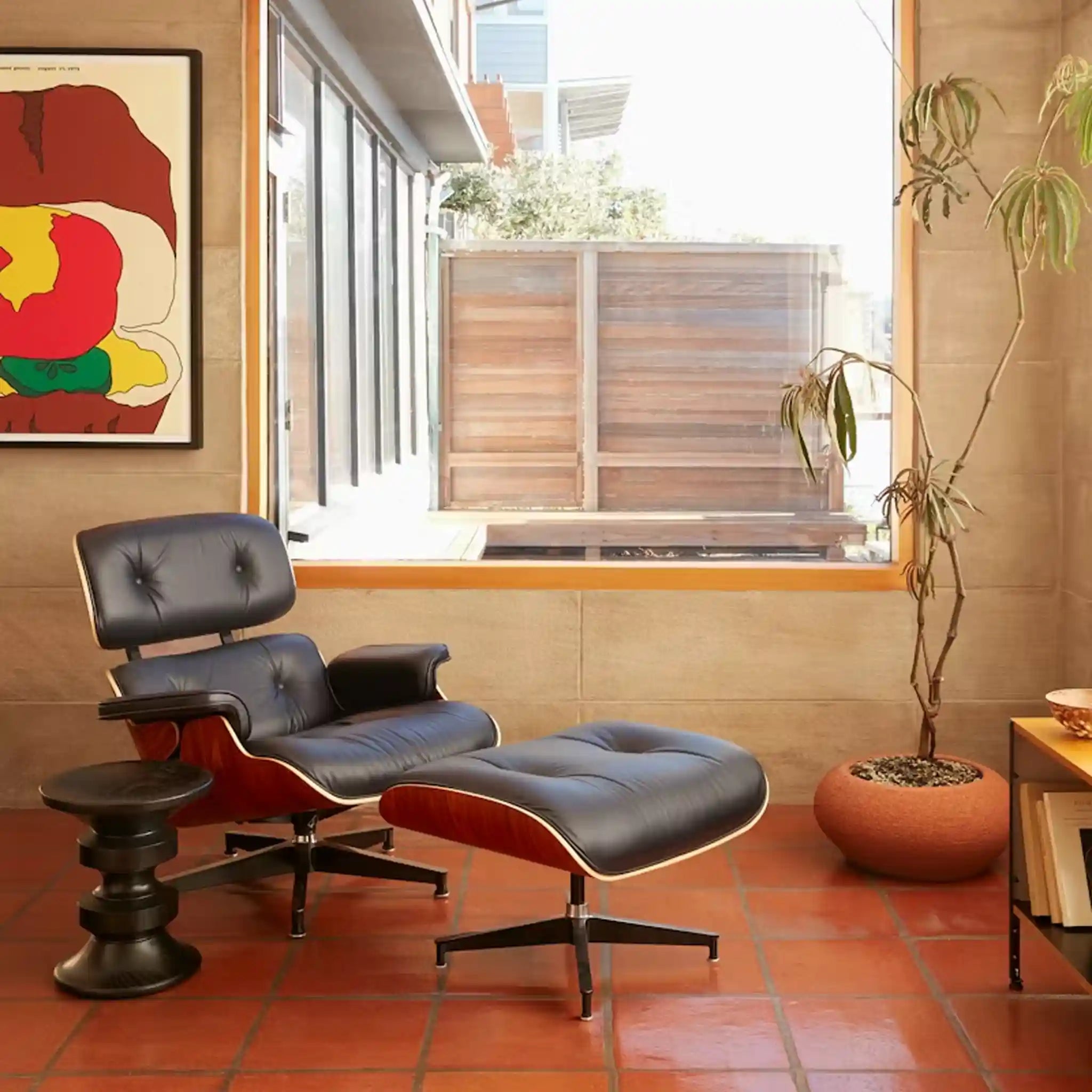 Eames® Lounge Leather Chair and Ottoman - Tall Size