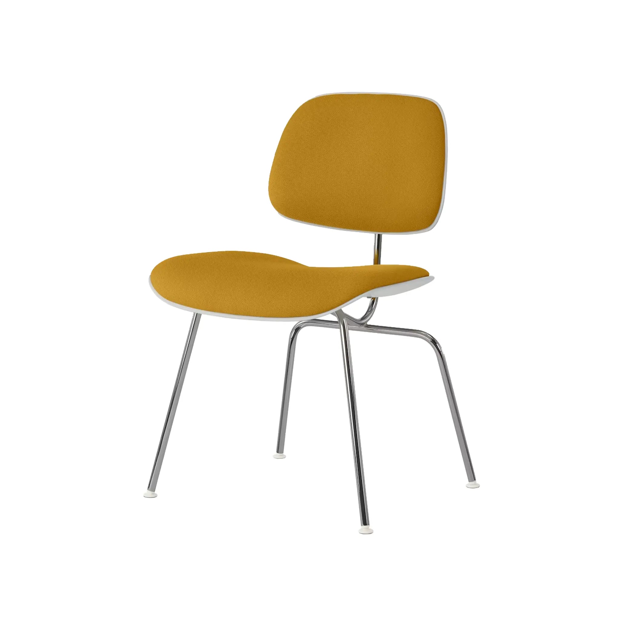 Eames® 塑料模压餐椅，金属底座 - 带软垫