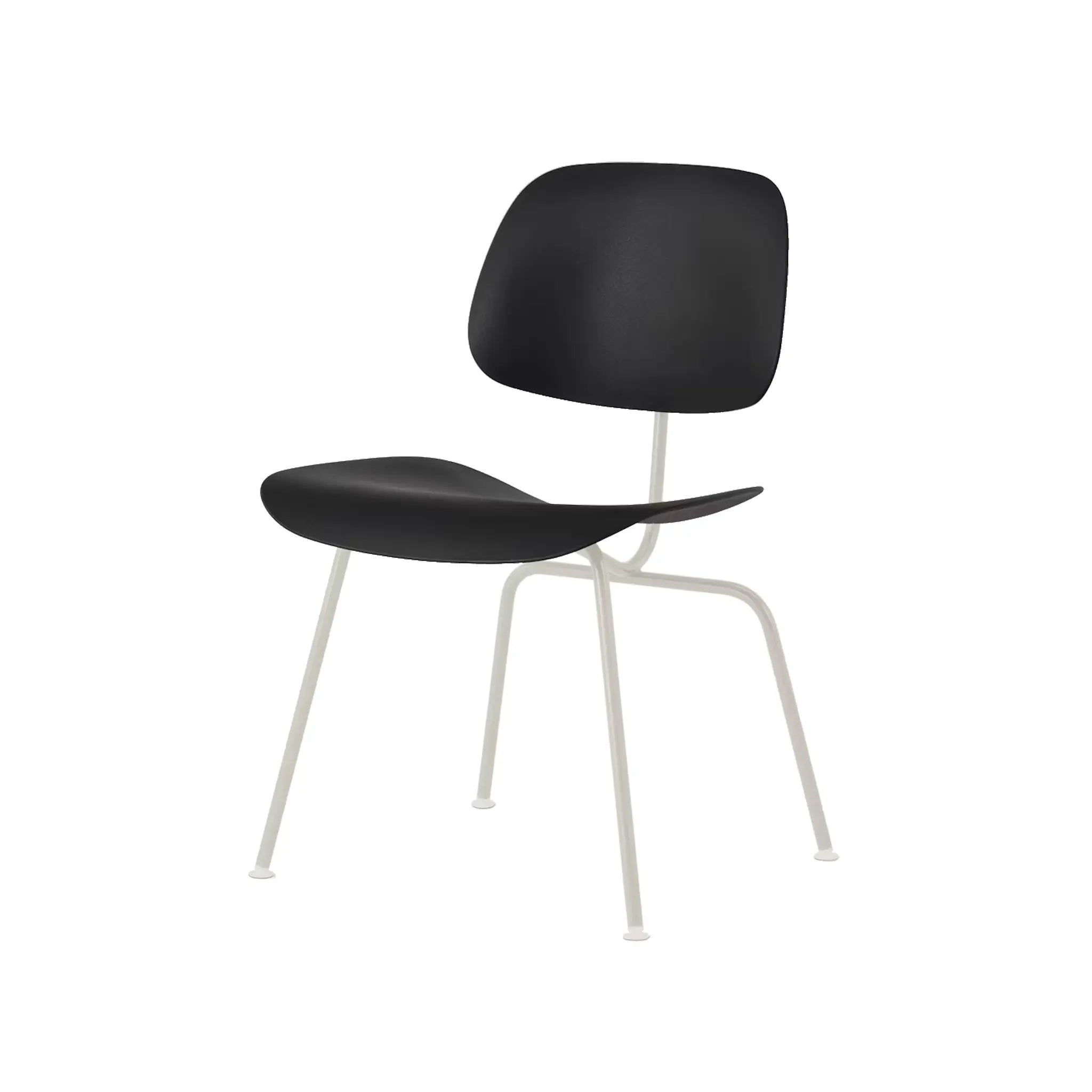 Eames® 塑料模压餐椅，带金属底座