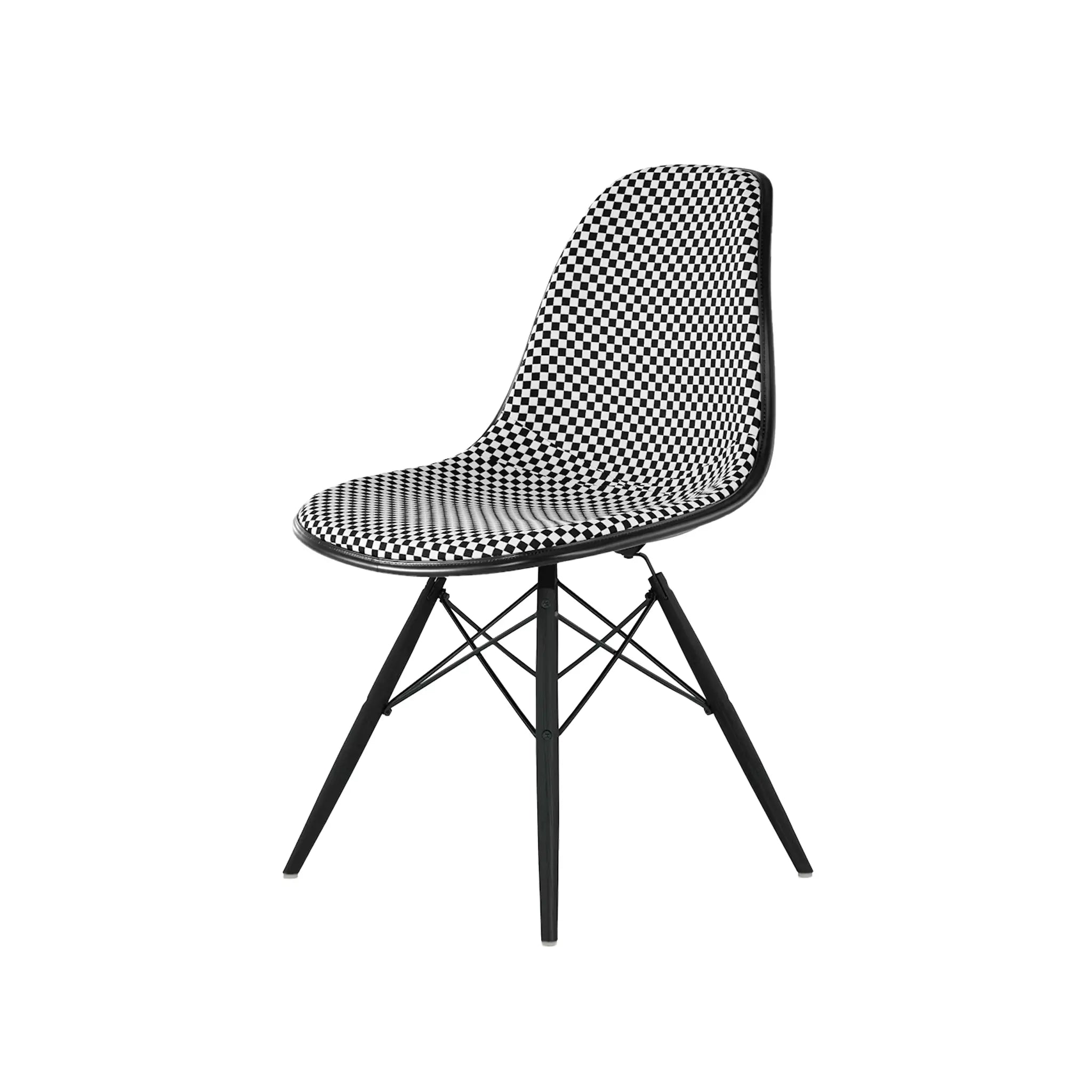 Eames® Molded Plastic Side Chair, Ebony Dowel Base - Upholstered