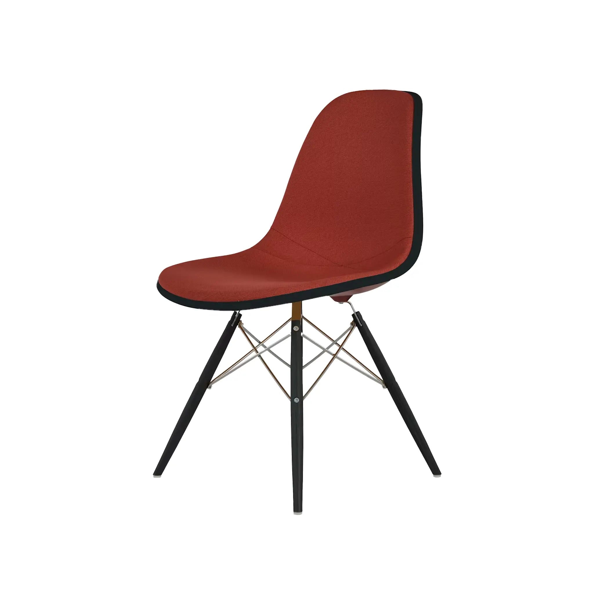 Eames® Molded Plastic Side Chair, Ebony Dowel Base - Upholstered