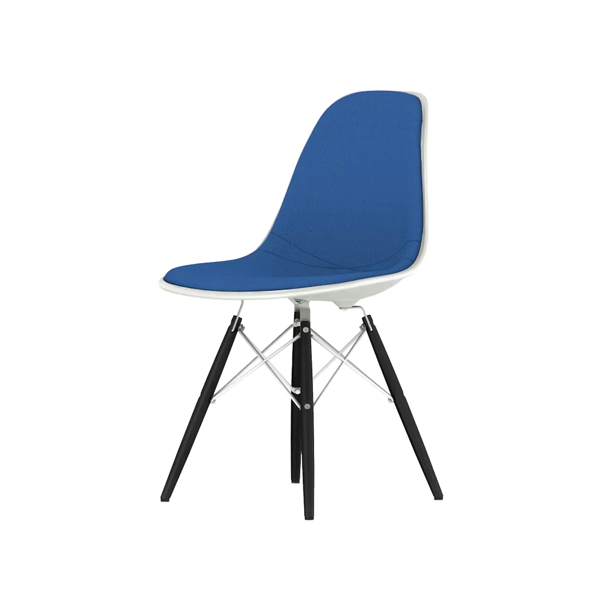 Eames® Molded Plastic Side Chair, Ebony Dowel Base - Upholstered