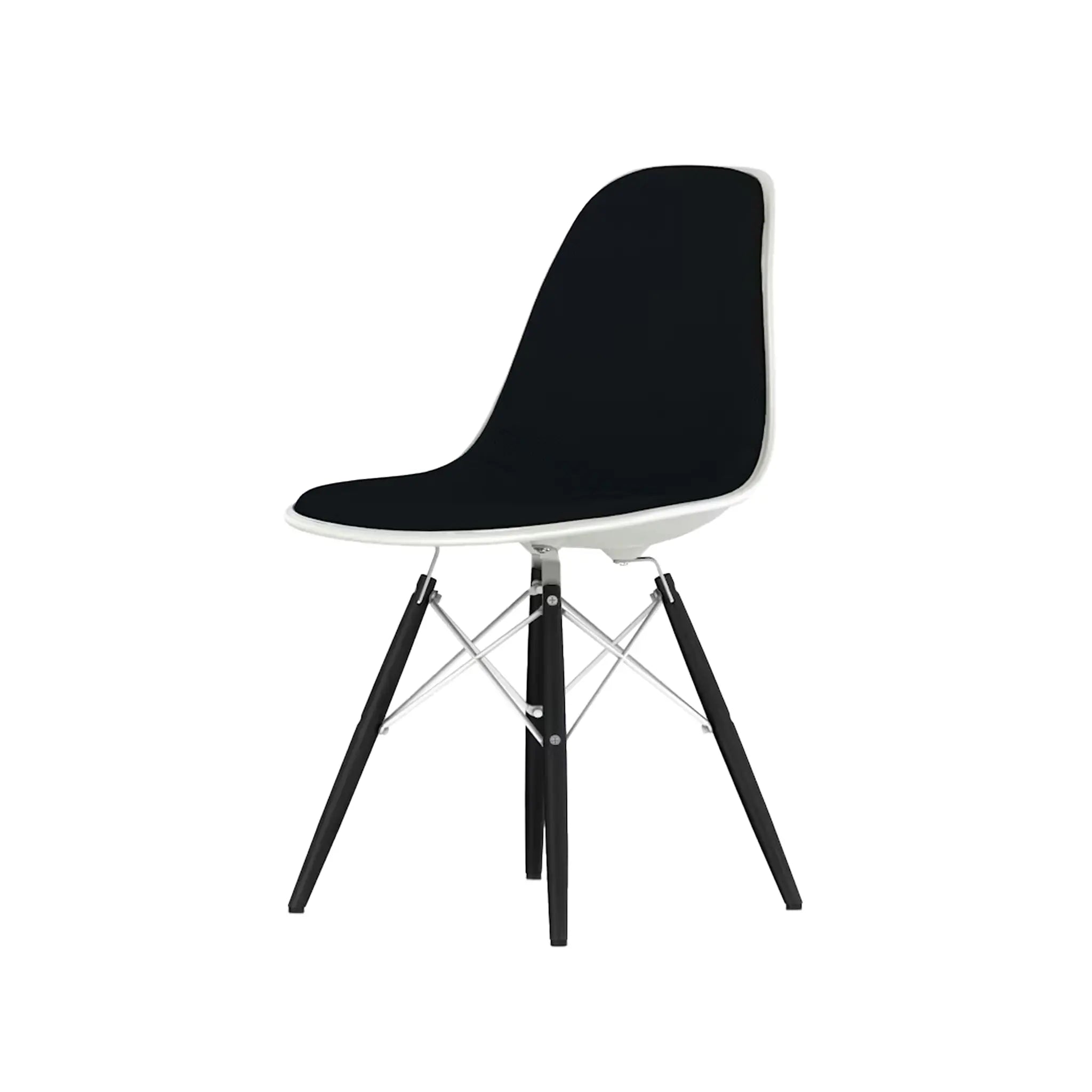 Eames® Molded Plastic Side Chair, Ebony Dowel Base - Upholstered