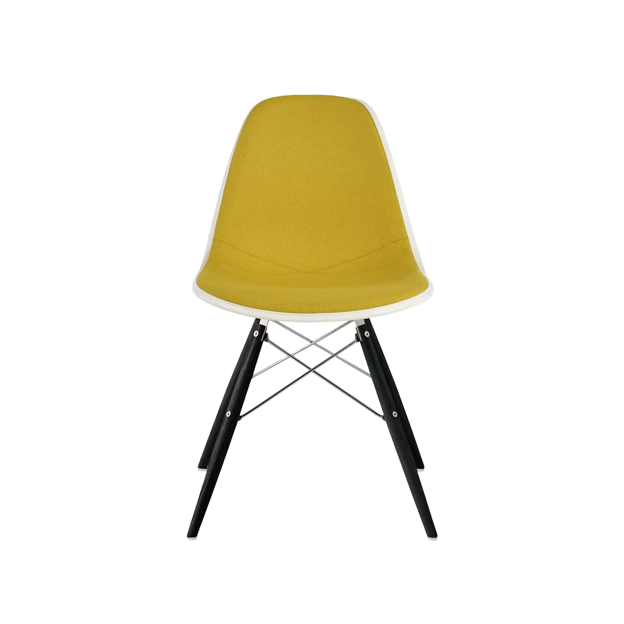 Eames® Molded Plastic Side Chair, Ebony Dowel Base - Upholstered