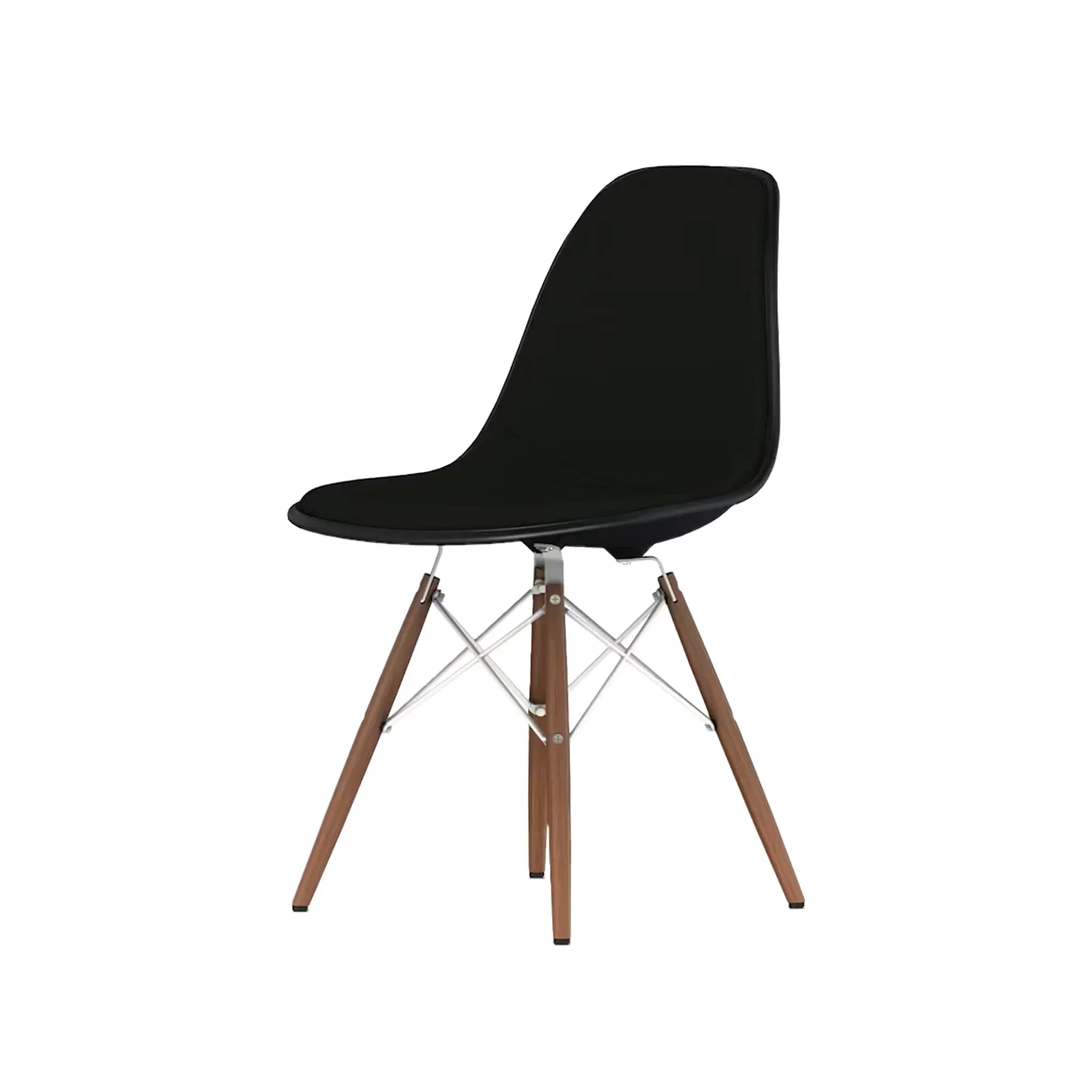 Eames® Molded Plastic Side Chair, Walnut Dowel Base - Upholstered