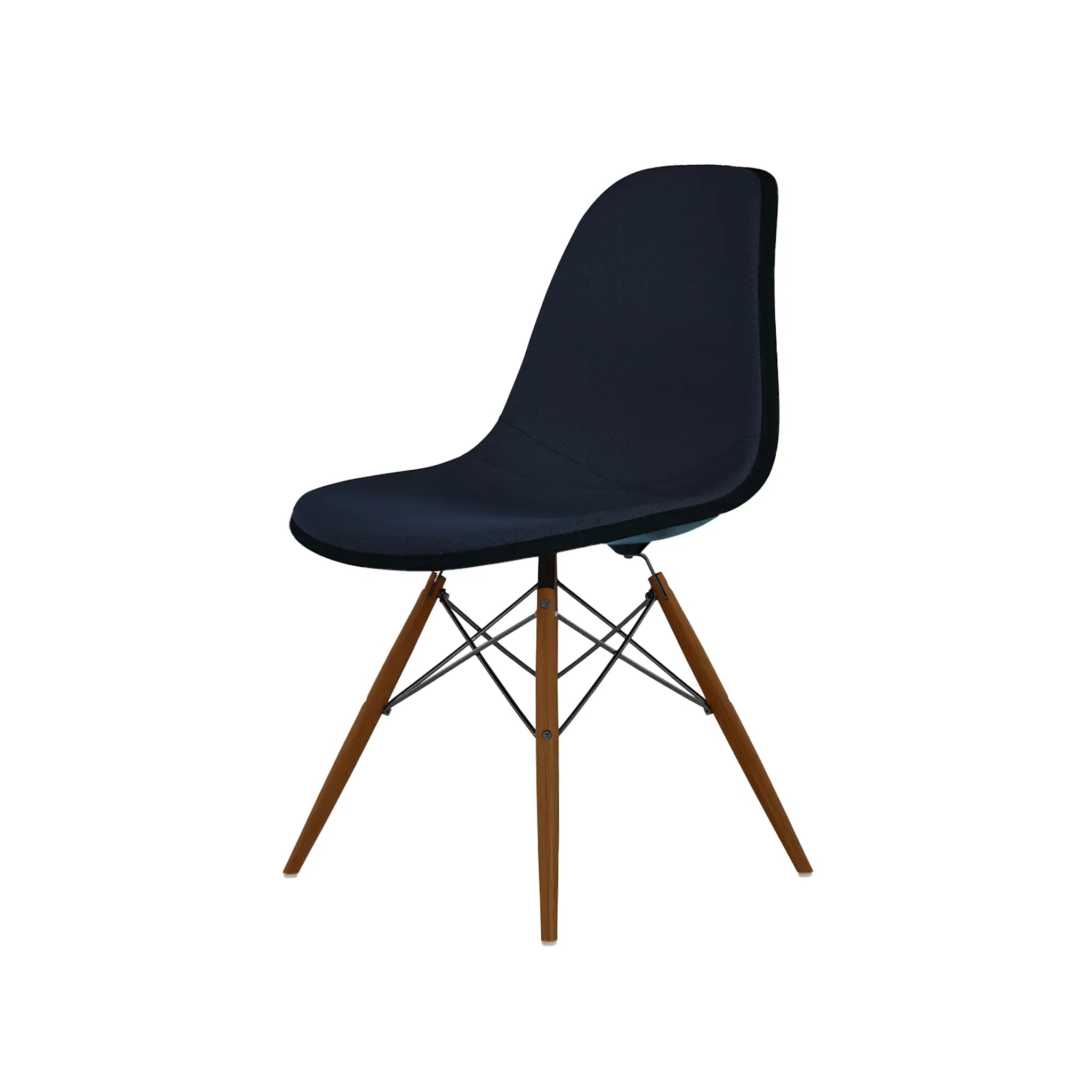 Eames® Molded Plastic Side Chair, Walnut Dowel Base - Upholstered