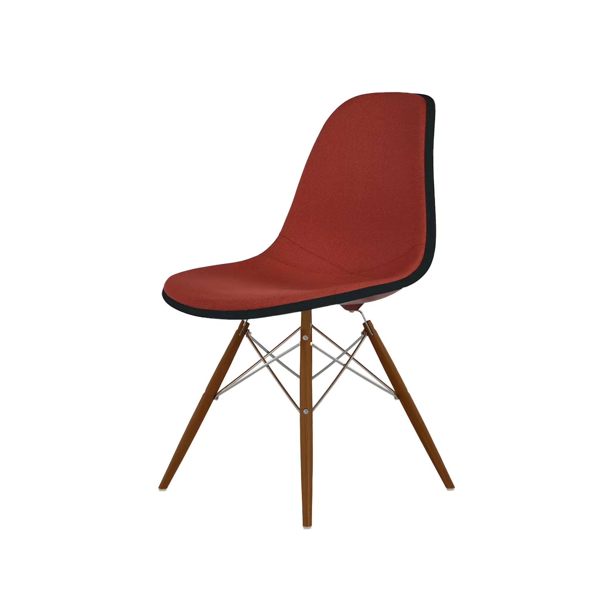 Eames® Molded Plastic Side Chair, Walnut Dowel Base - Upholstered