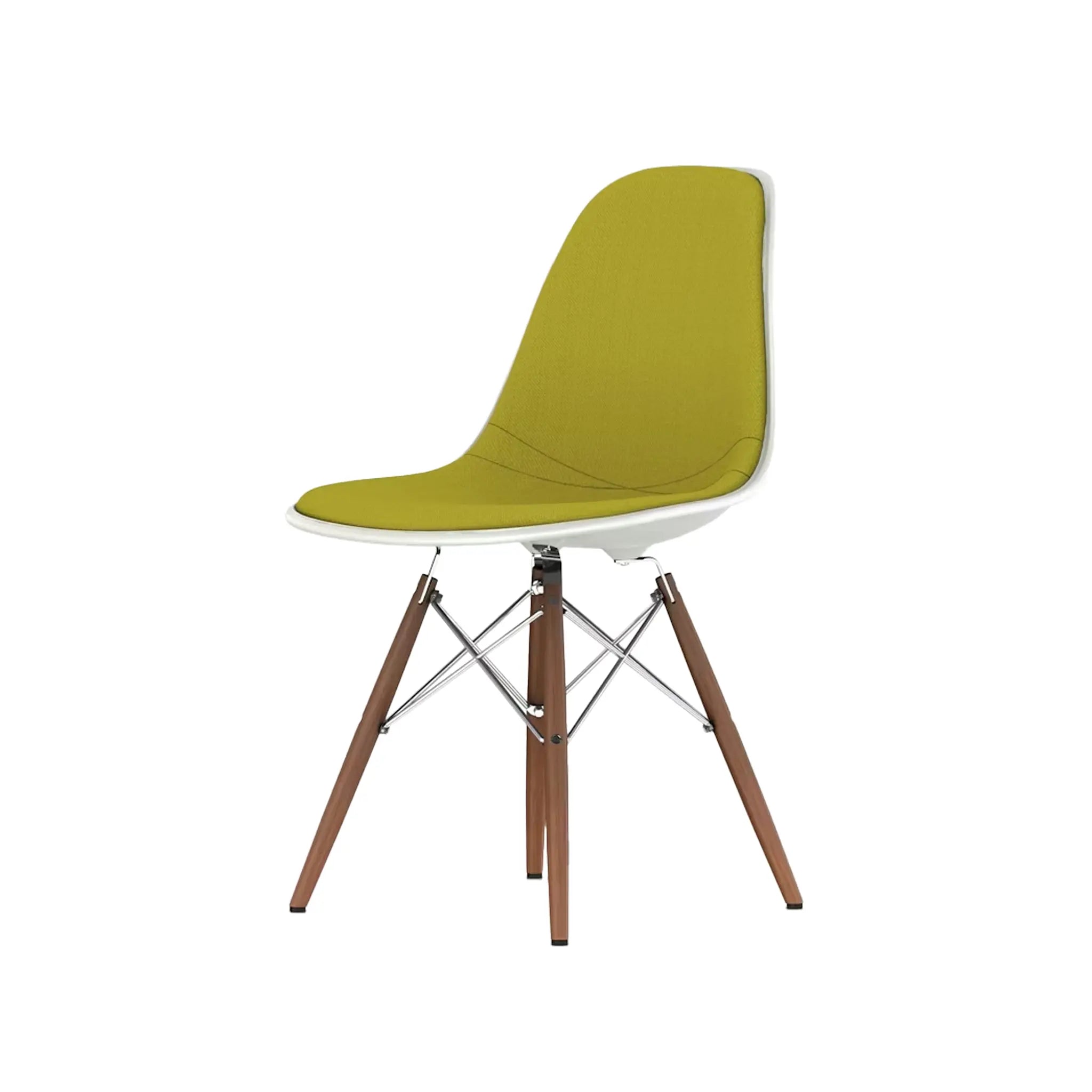 Eames® Molded Plastic Side Chair, Walnut Dowel Base - Upholstered