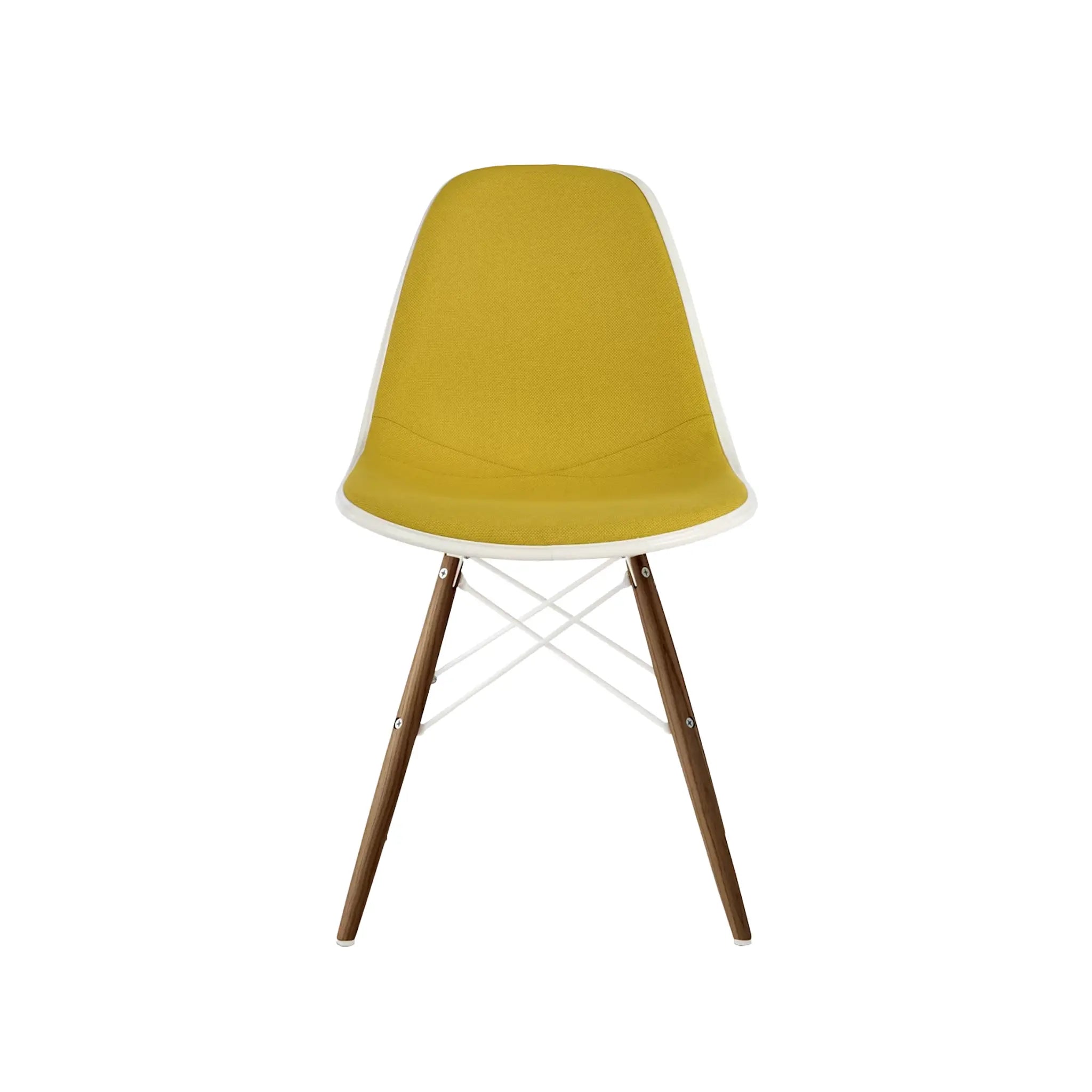 Eames® Molded Plastic Side Chair, Walnut Dowel Base - Upholstered