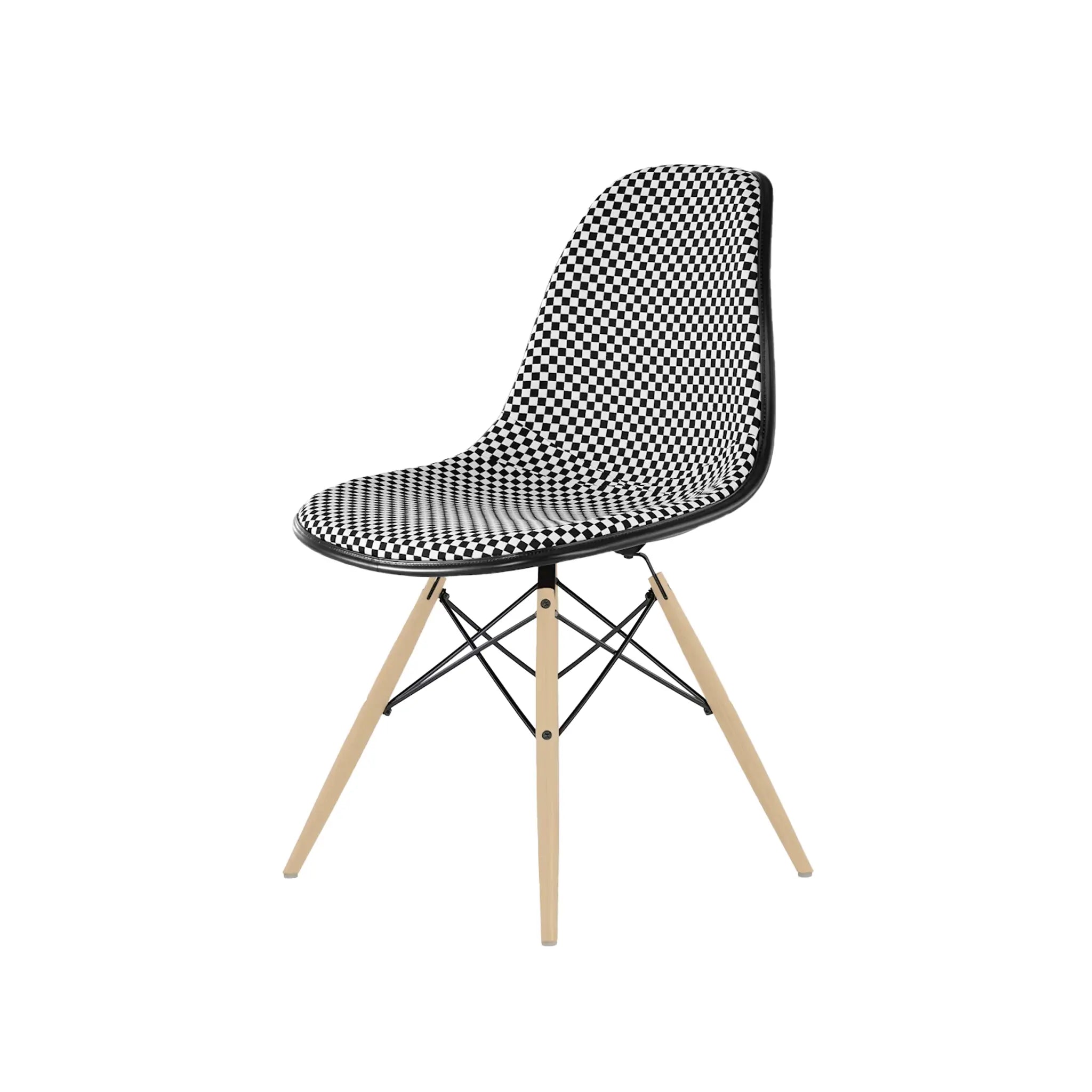 Eames® Molded Plastic Side Chair, White Ash Dowel Base - Upholstered
