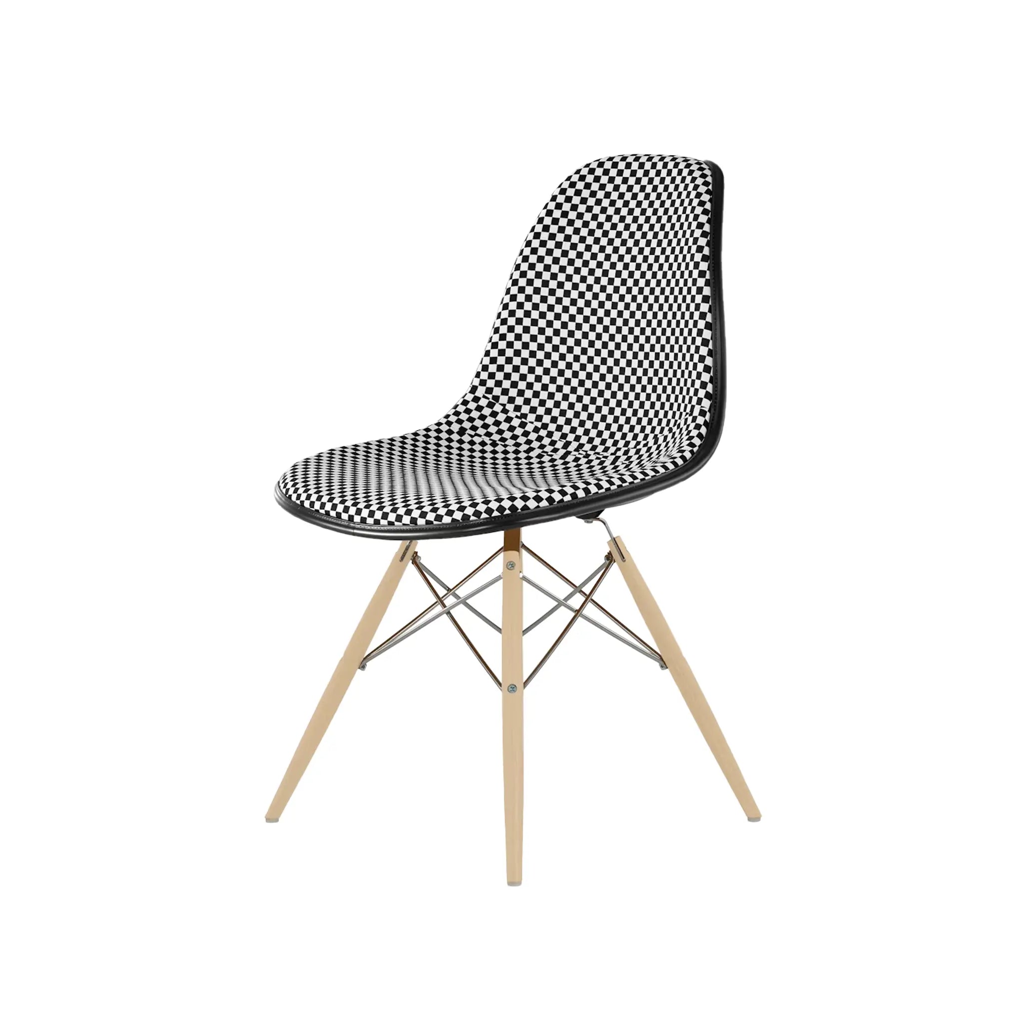 Eames® Molded Plastic Side Chair, White Ash Dowel Base - Upholstered