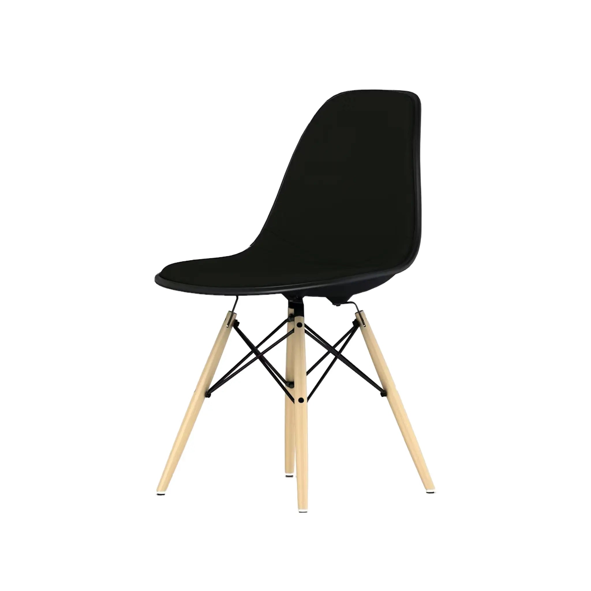 Eames® Molded Plastic Side Chair, White Ash Dowel Base - Upholstered