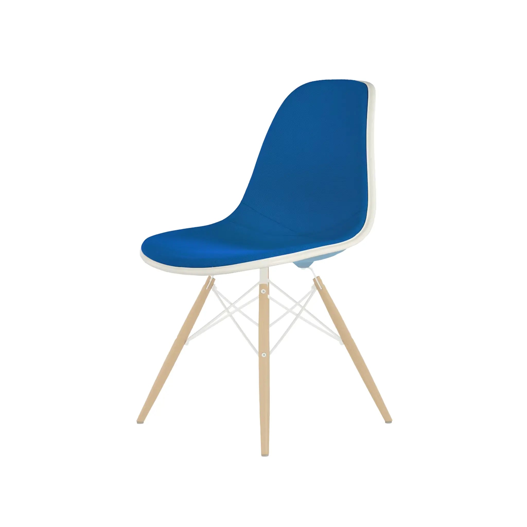Eames® Molded Plastic Side Chair, White Ash Dowel Base - Upholstered