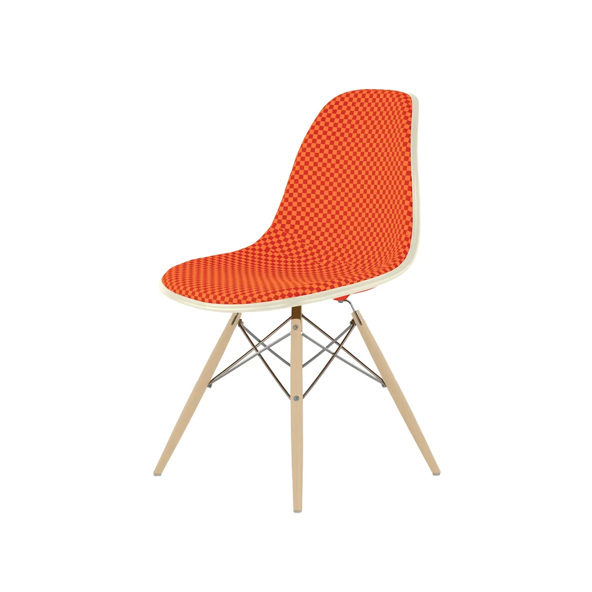Eames® Molded Plastic Side Chair, White Ash Dowel Base - Upholstered