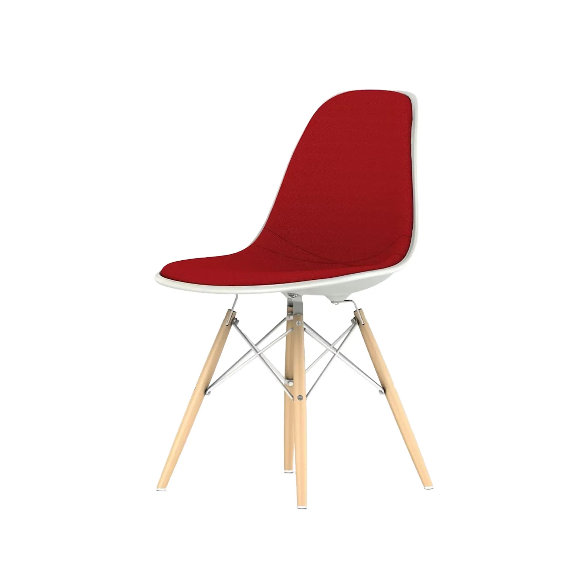 Eames® Molded Plastic Side Chair, White Ash Dowel Base - Upholstered