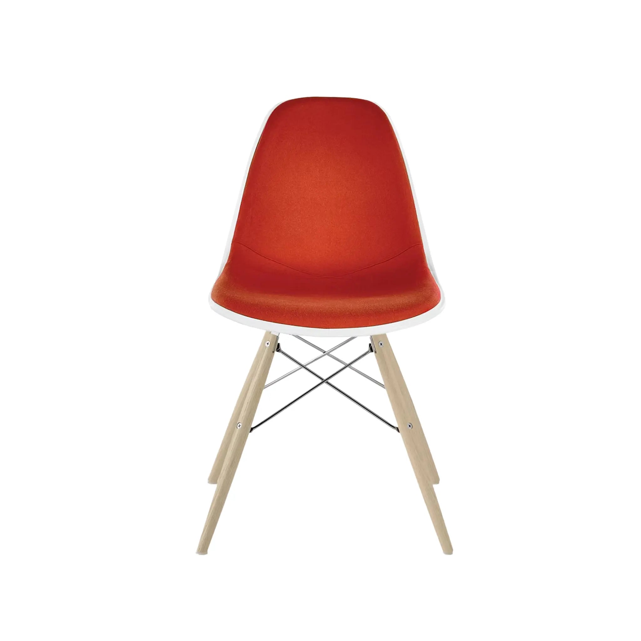 Eames® Molded Plastic Side Chair, White Ash Dowel Base - Upholstered