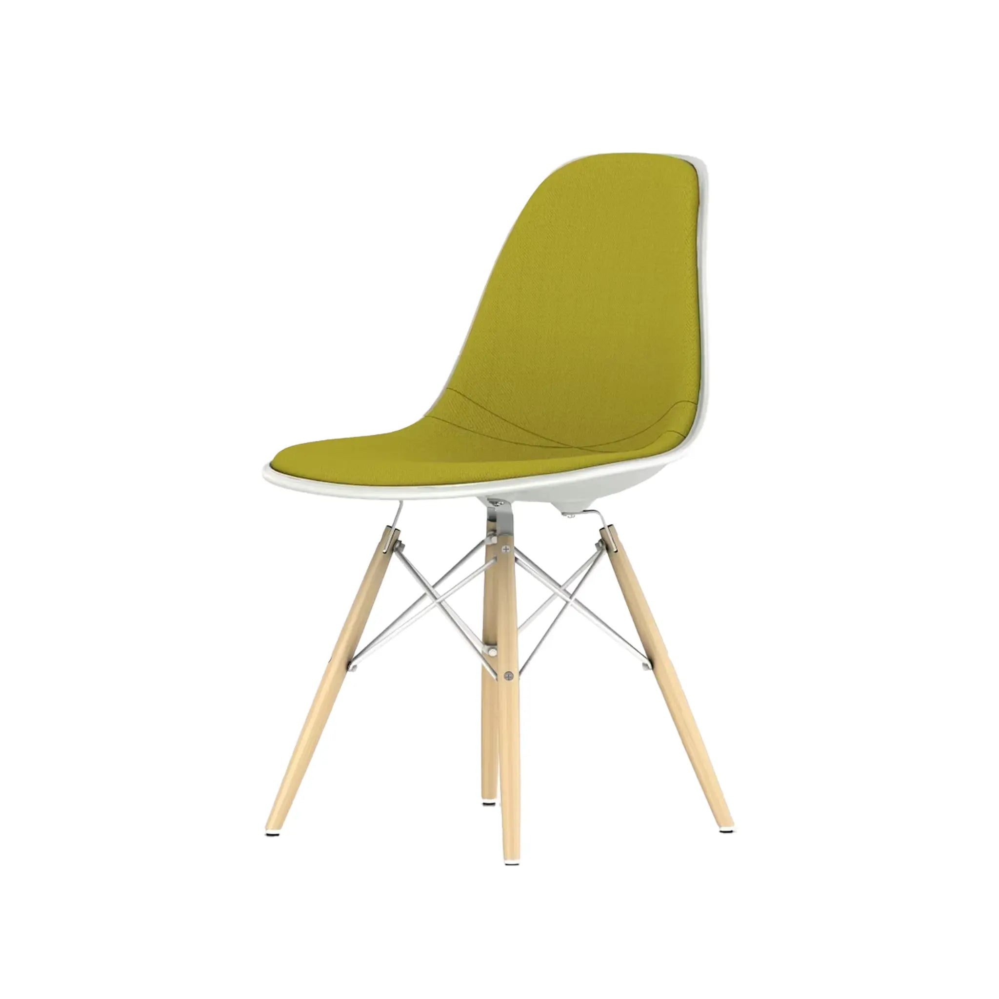 Eames® Molded Plastic Side Chair, White Ash Dowel Base - Upholstered