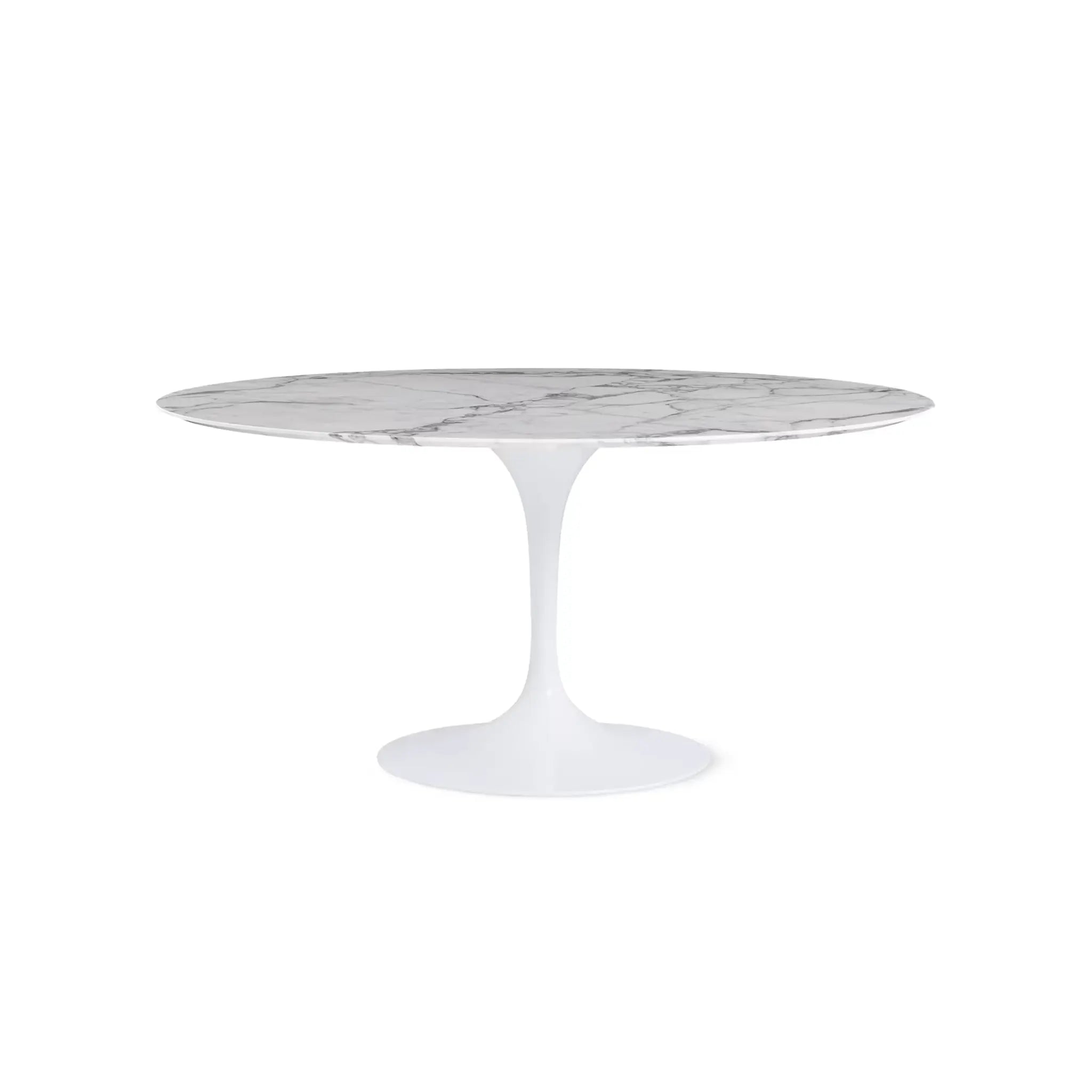 Saarinen 圆形餐桌 - 卡拉拉大理石/白色底座 35" - 60"