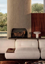 Minotti Supermoon with a fireplace and decorative elements.