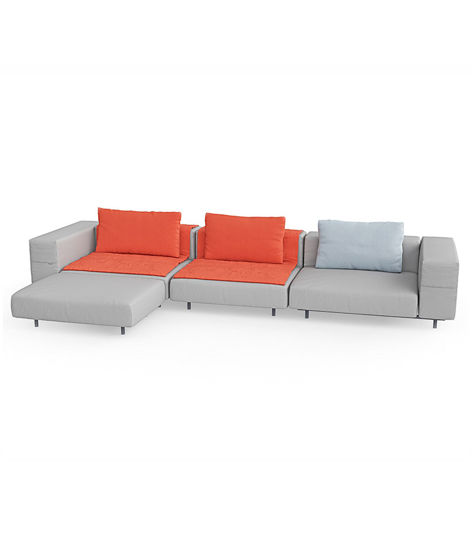 Light Grey Extremis Walrus foot stool with complete light grey Walrus sofa configuration.