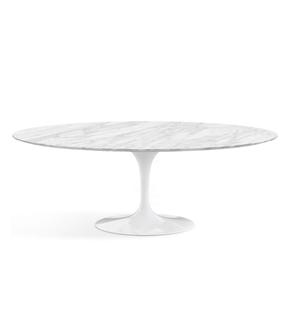 Saarinen 椭圆形餐桌 - 卡拉拉大理石/白色底座 72" - 96"