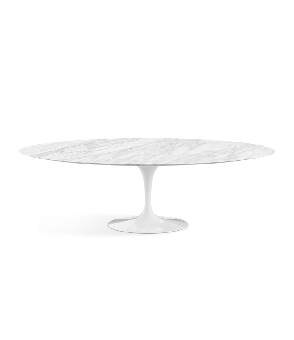 Saarinen 椭圆形餐桌 - 卡拉拉大理石/白色底座 72" - 96"