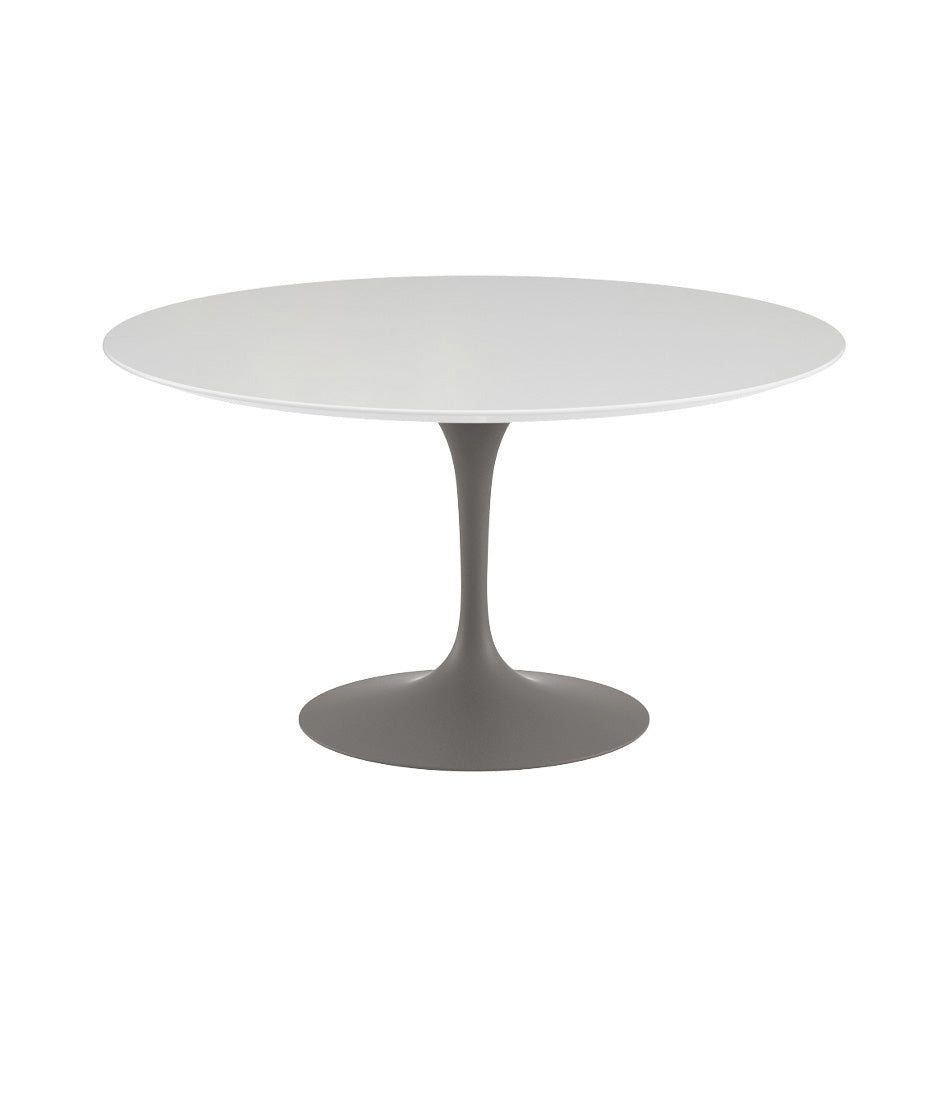 Saarinen 圆形餐桌 - 白色层压板/灰色底座 35" - 60"